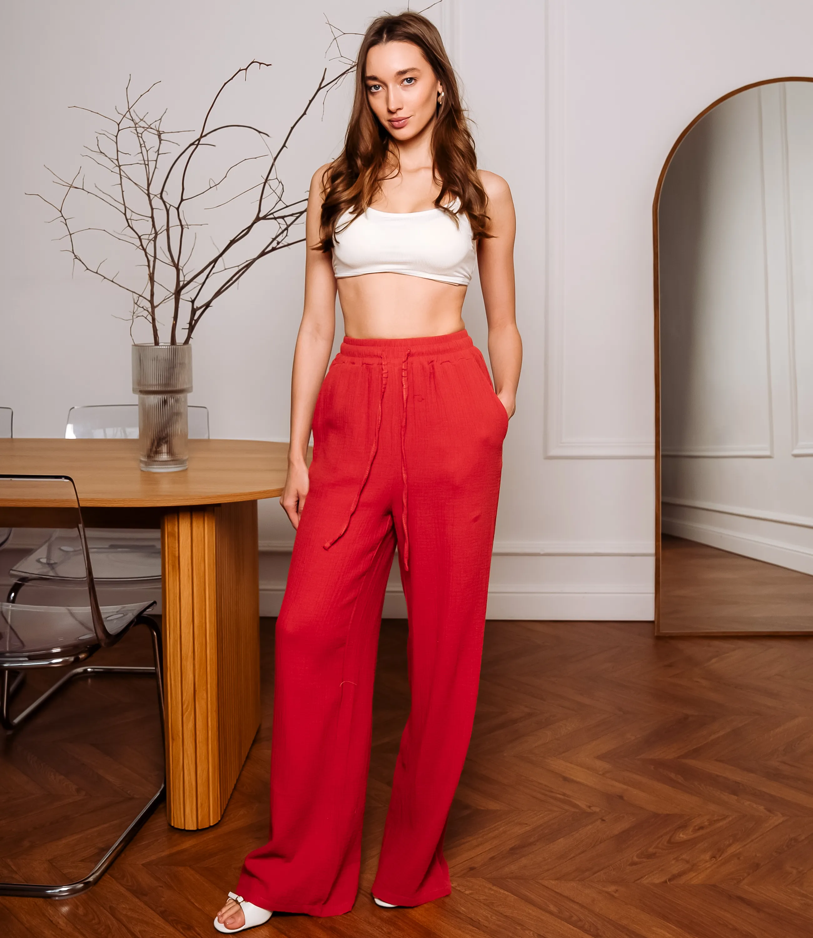 Брюки #ОКТ265001, терракотовый - фото 1