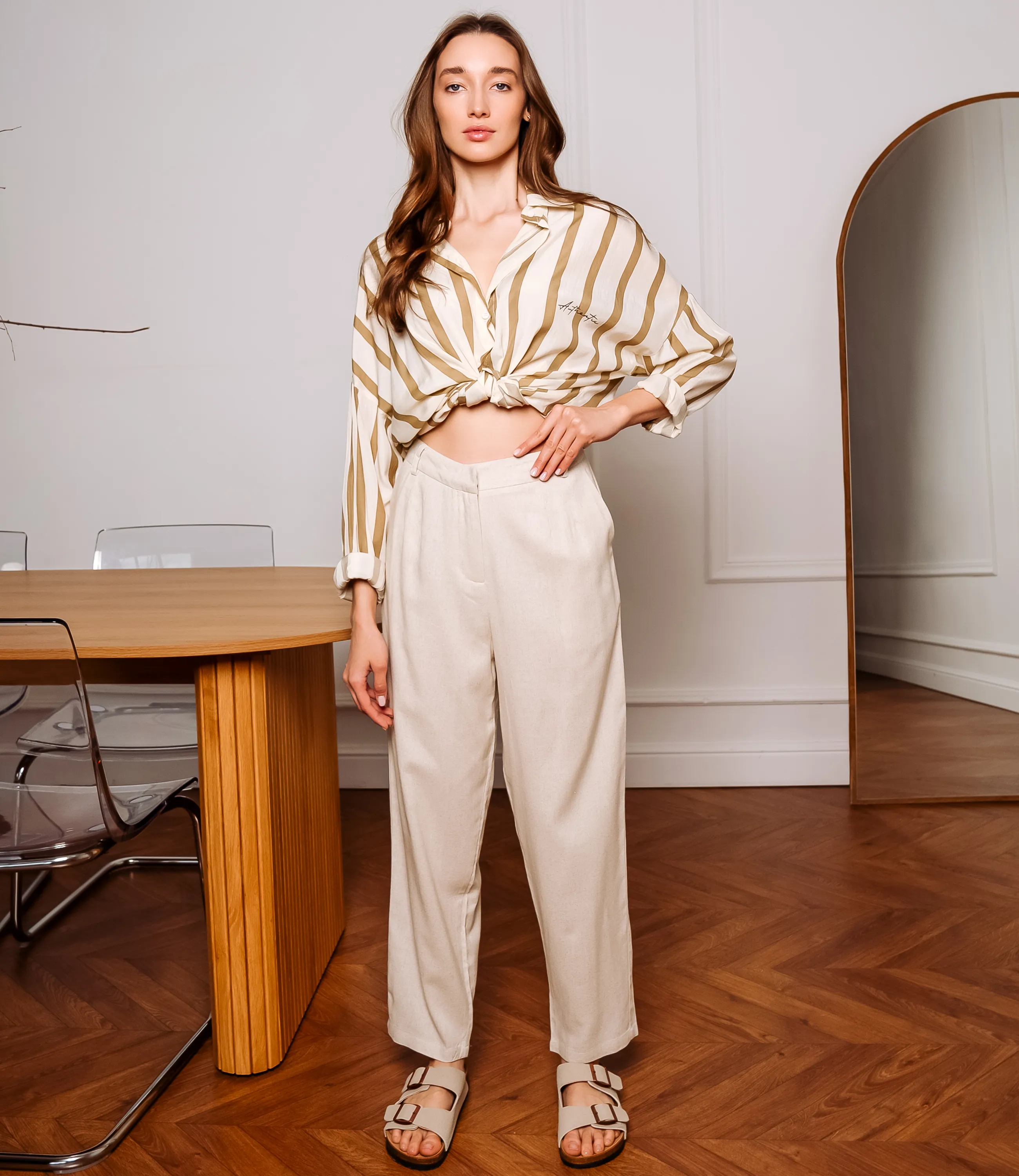 Брюки #ОКТ215007, светло-бежевый - фото 1