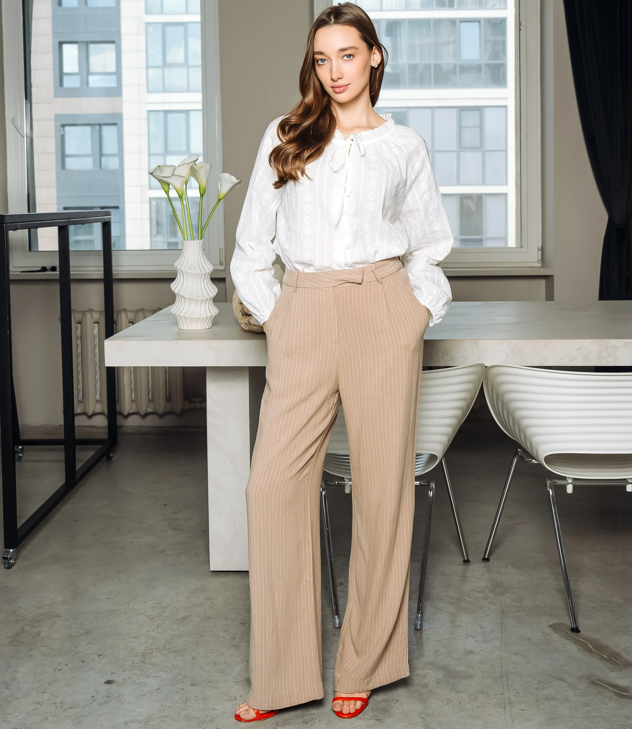 Брюки #ОКТ245001, бежевый - фото 1