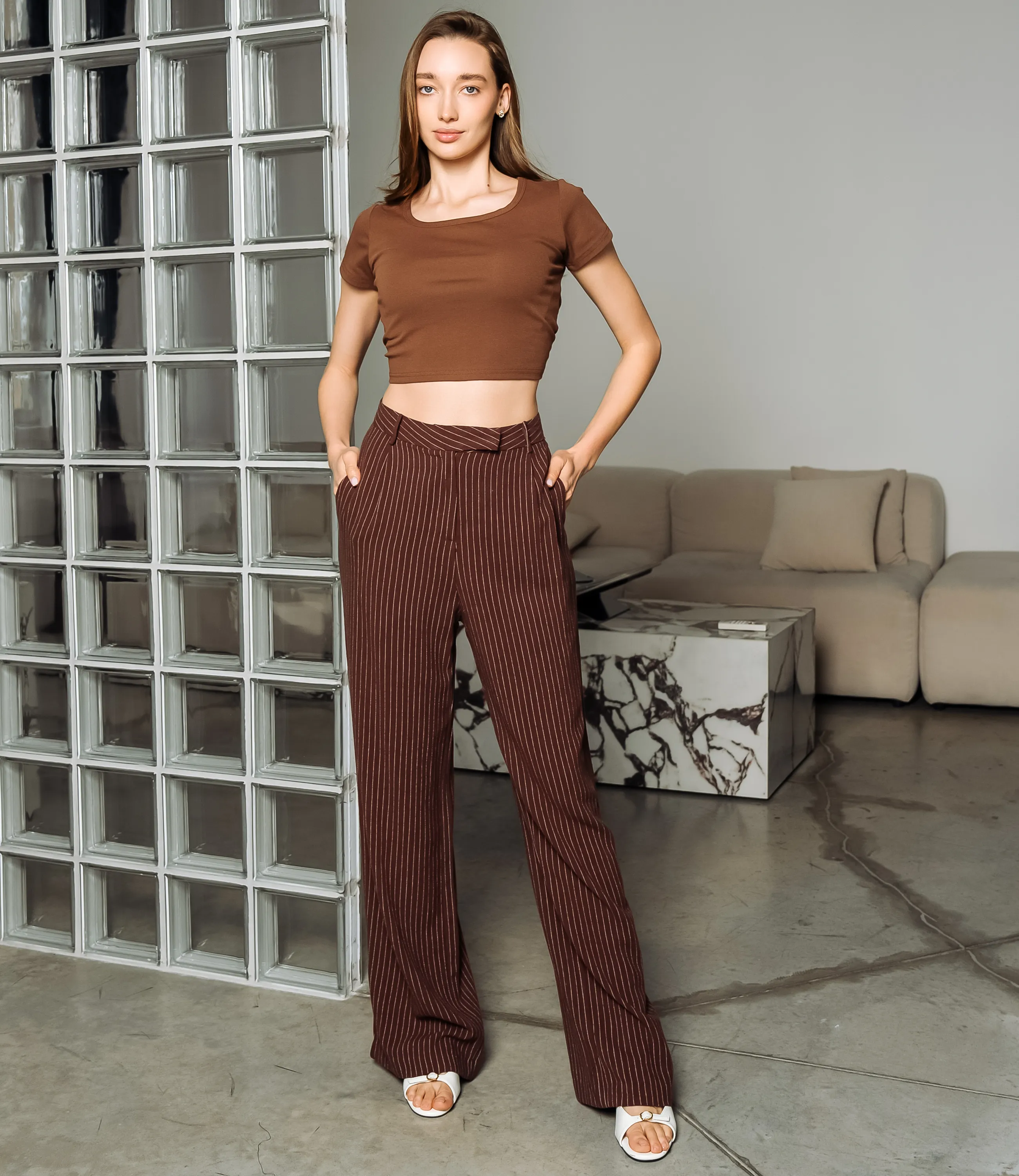 Брюки #ОКТ245001, шоколадный - фото 1