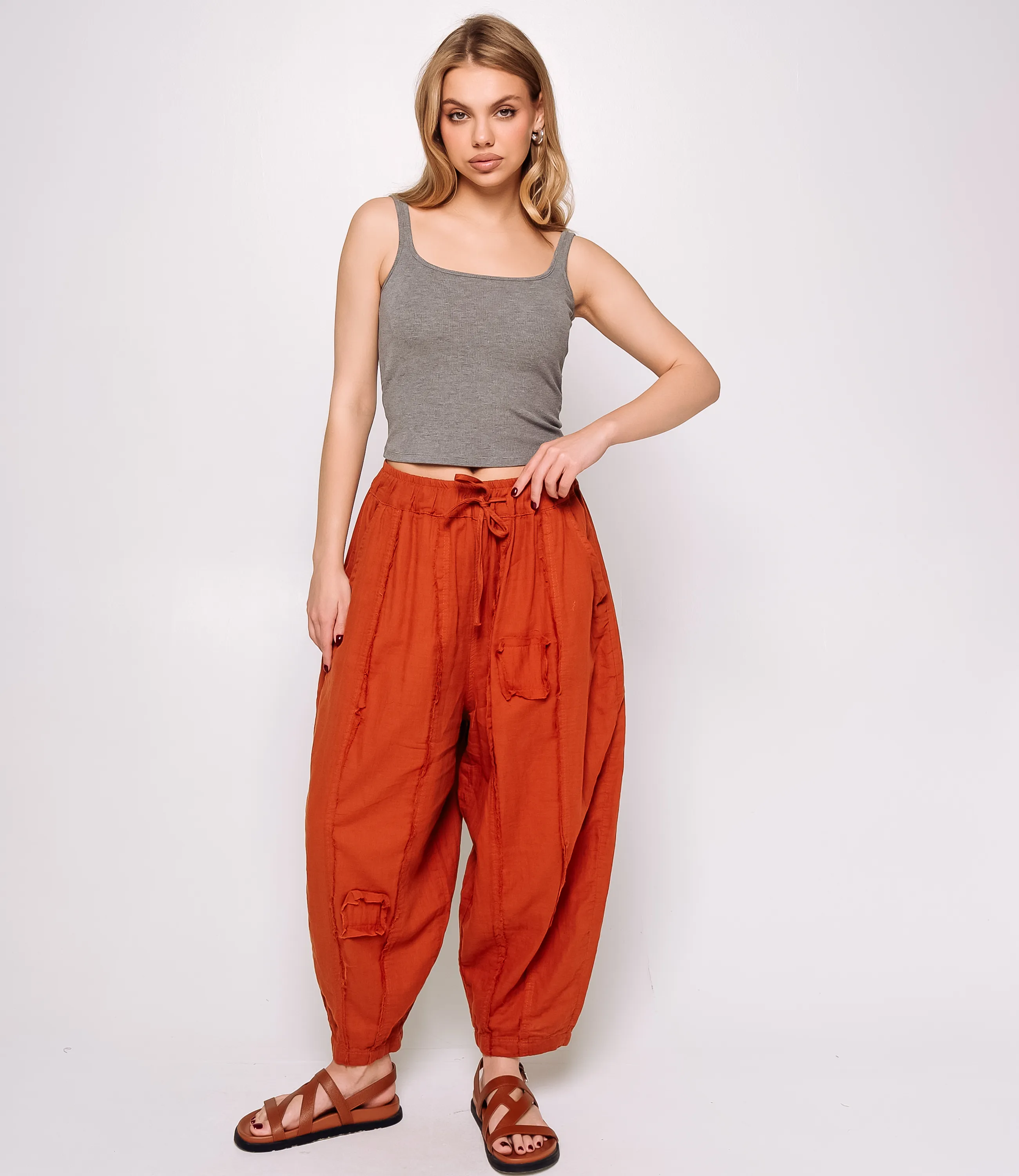 Брюки #КТ2156 (1), светло-терракотовый - фото 1