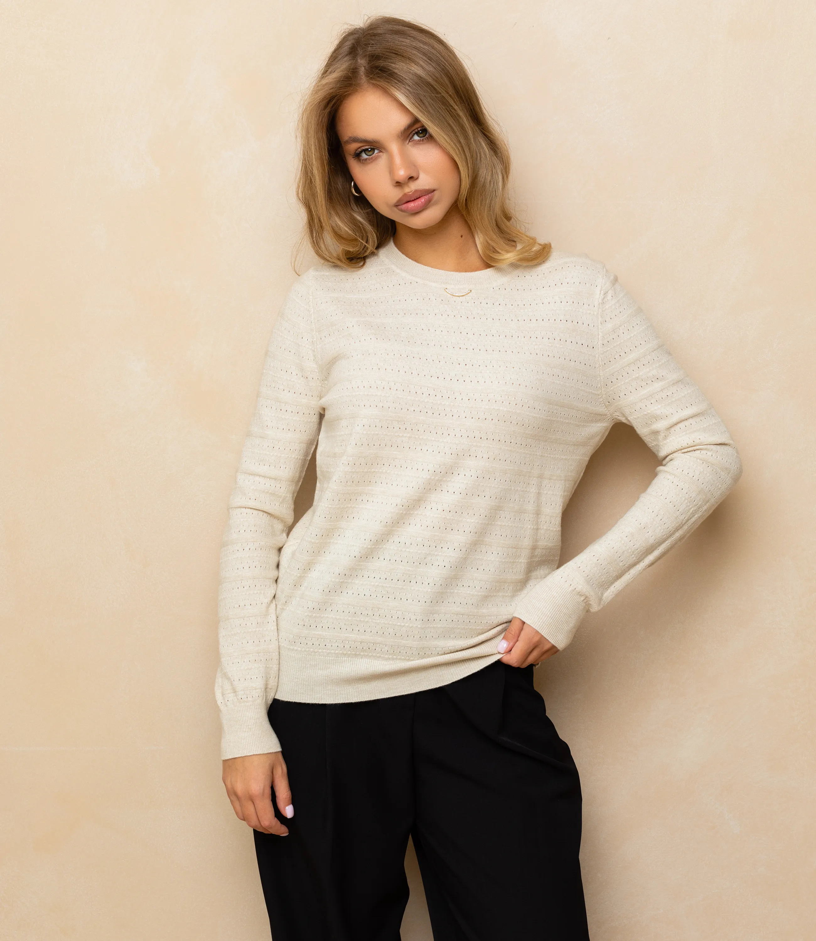 Джемпер #КТ7763, светло-бежевый - фото 1