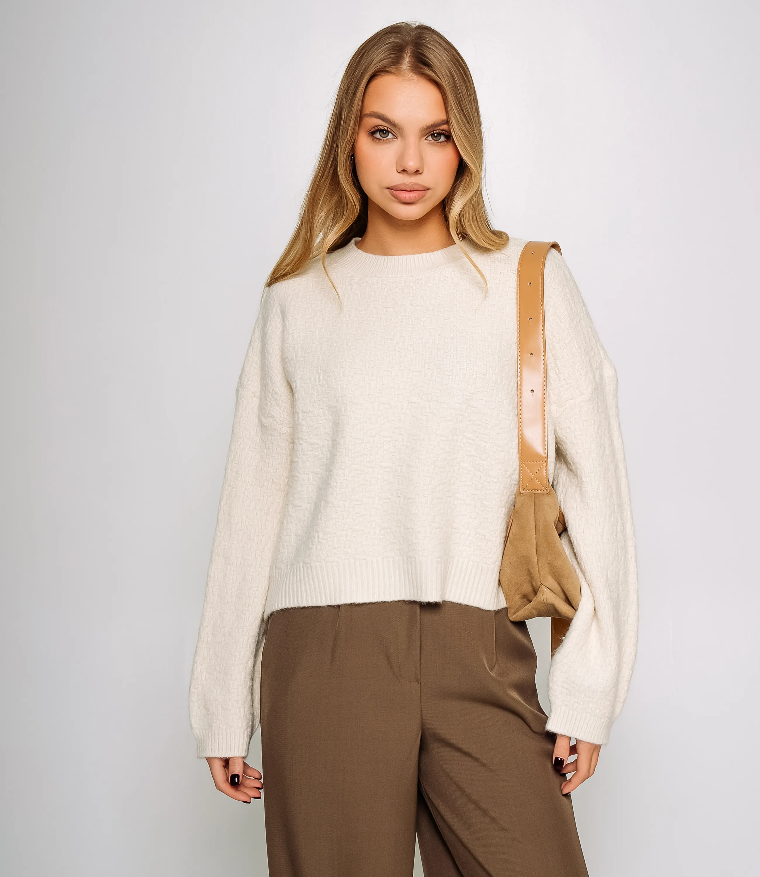 Джемпер #КТ6137, светло-бежевый