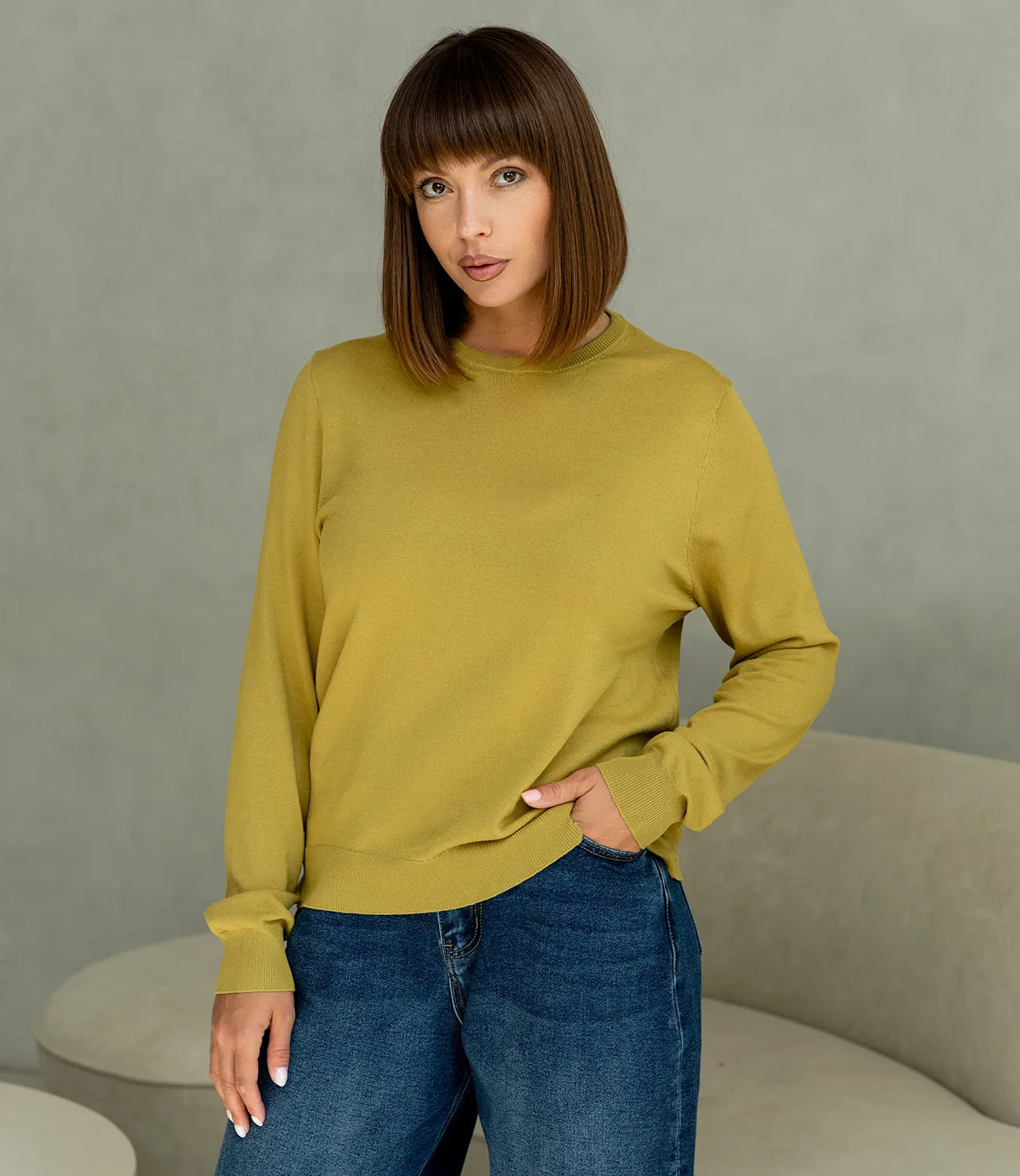 Джемпер #ОКТ125002, оливковый - фото 1