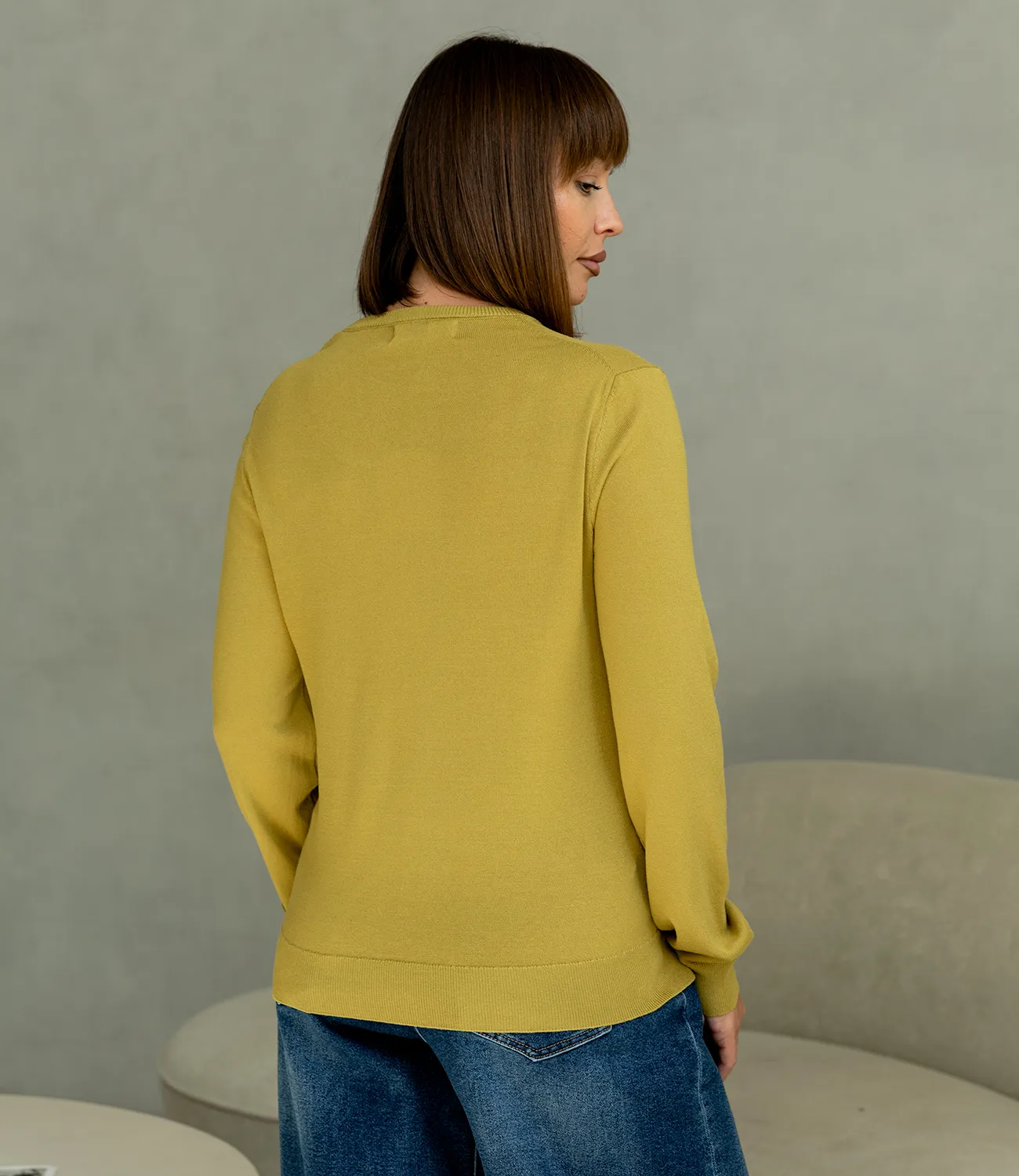 Джемпер #ОКТ125002, оливковый - фото 3