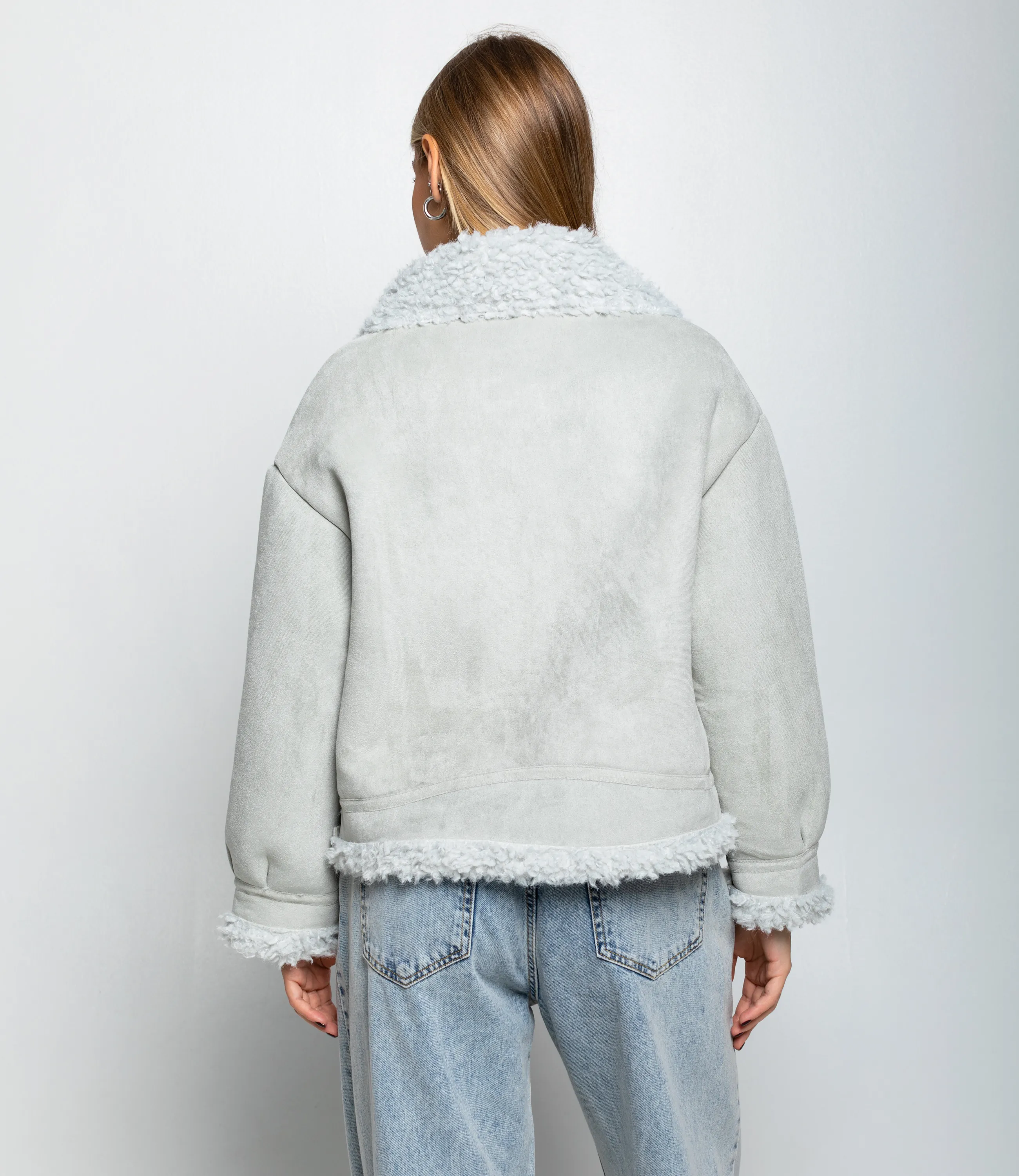 Дублёнка #КТ7580 (1), серо-голубой - фото 3