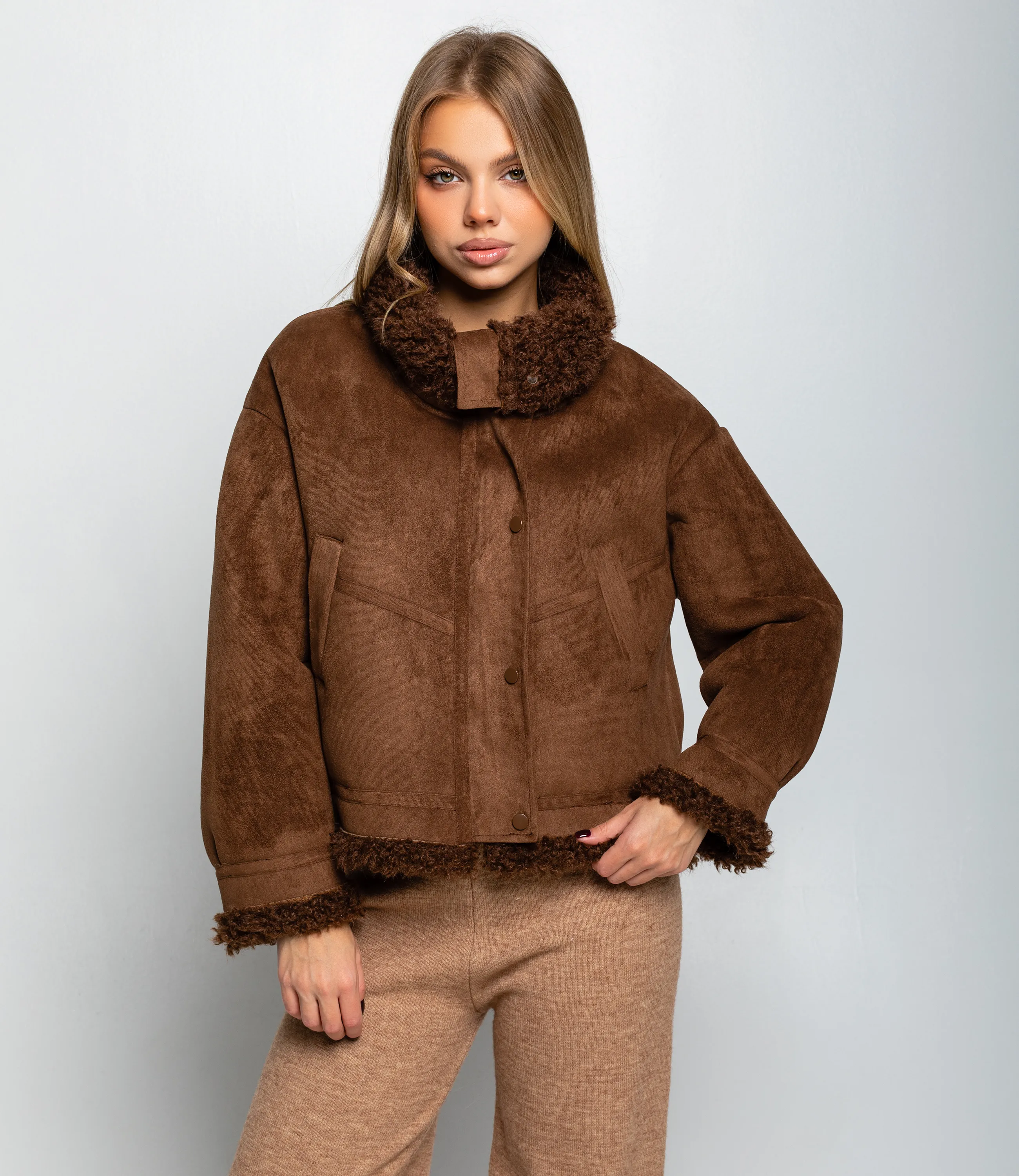 Дублёнка #КТ7580 (1), коричневый - фото 1