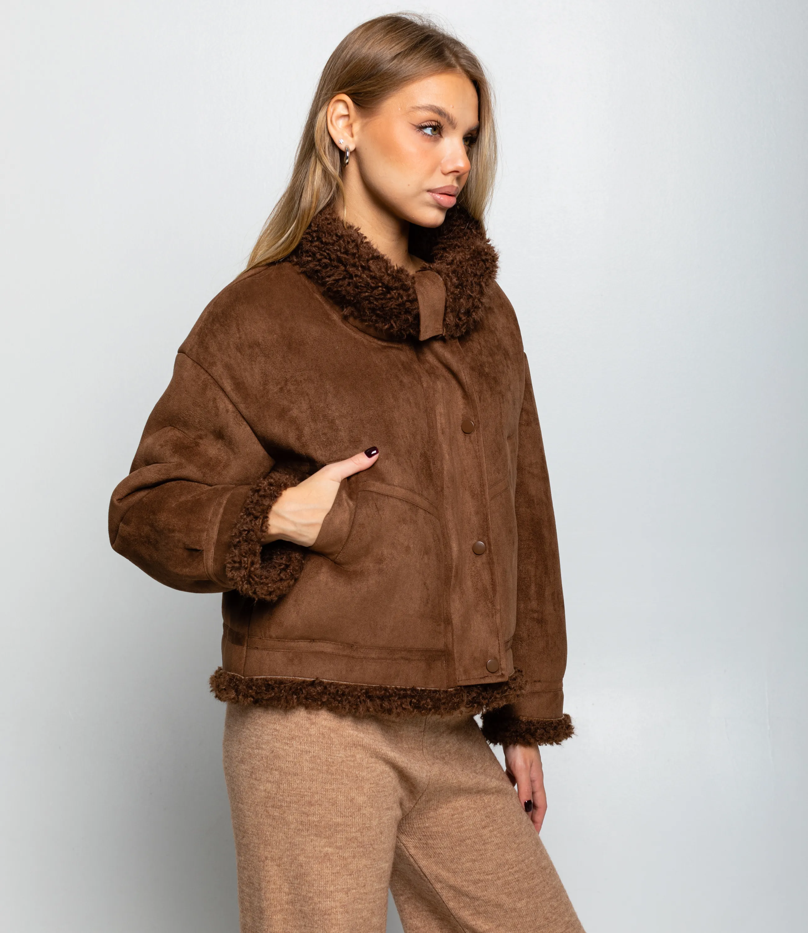Дублёнка #КТ7580 (1), коричневый - фото 2
