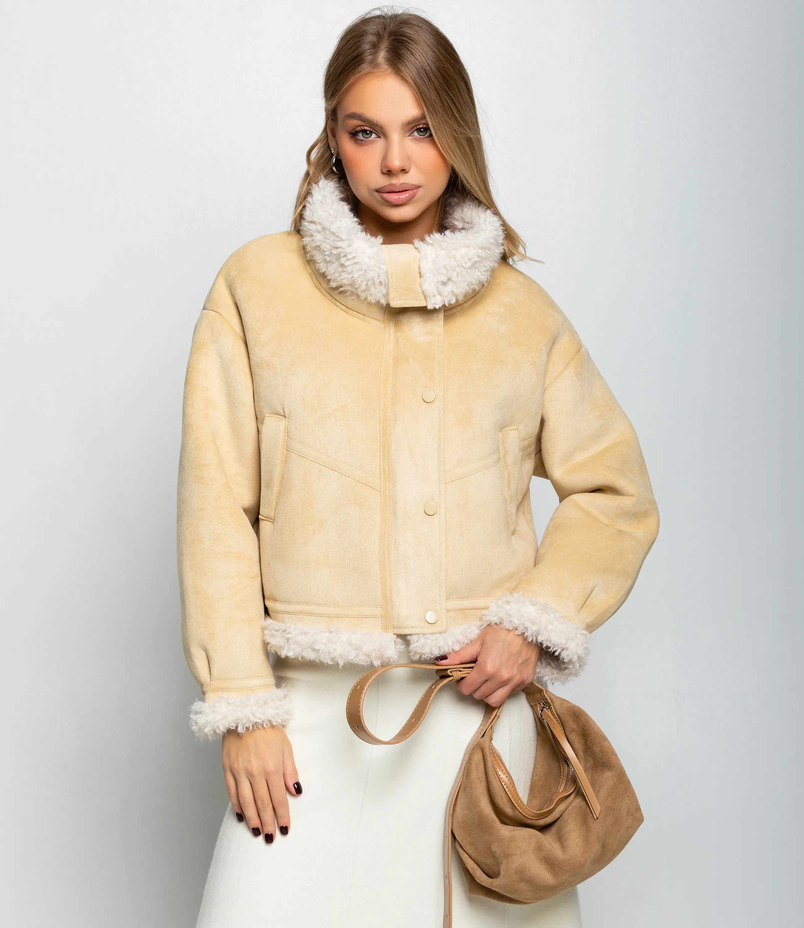 Дублёнка #КТ7580 (1), светло-бежевый - фото 1