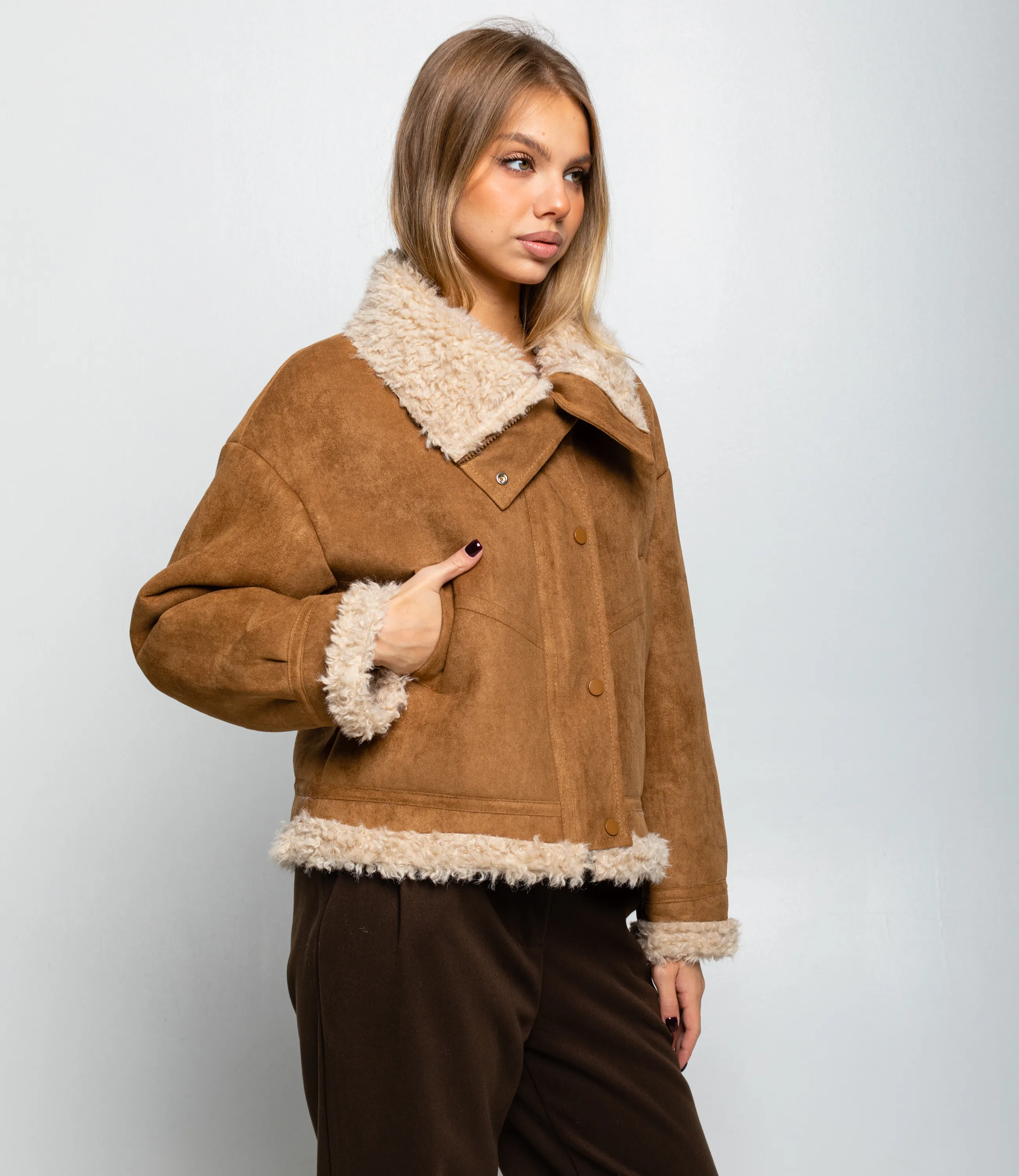 Дублёнка #КТ7580 (1), тёмно-бежевый - фото 2