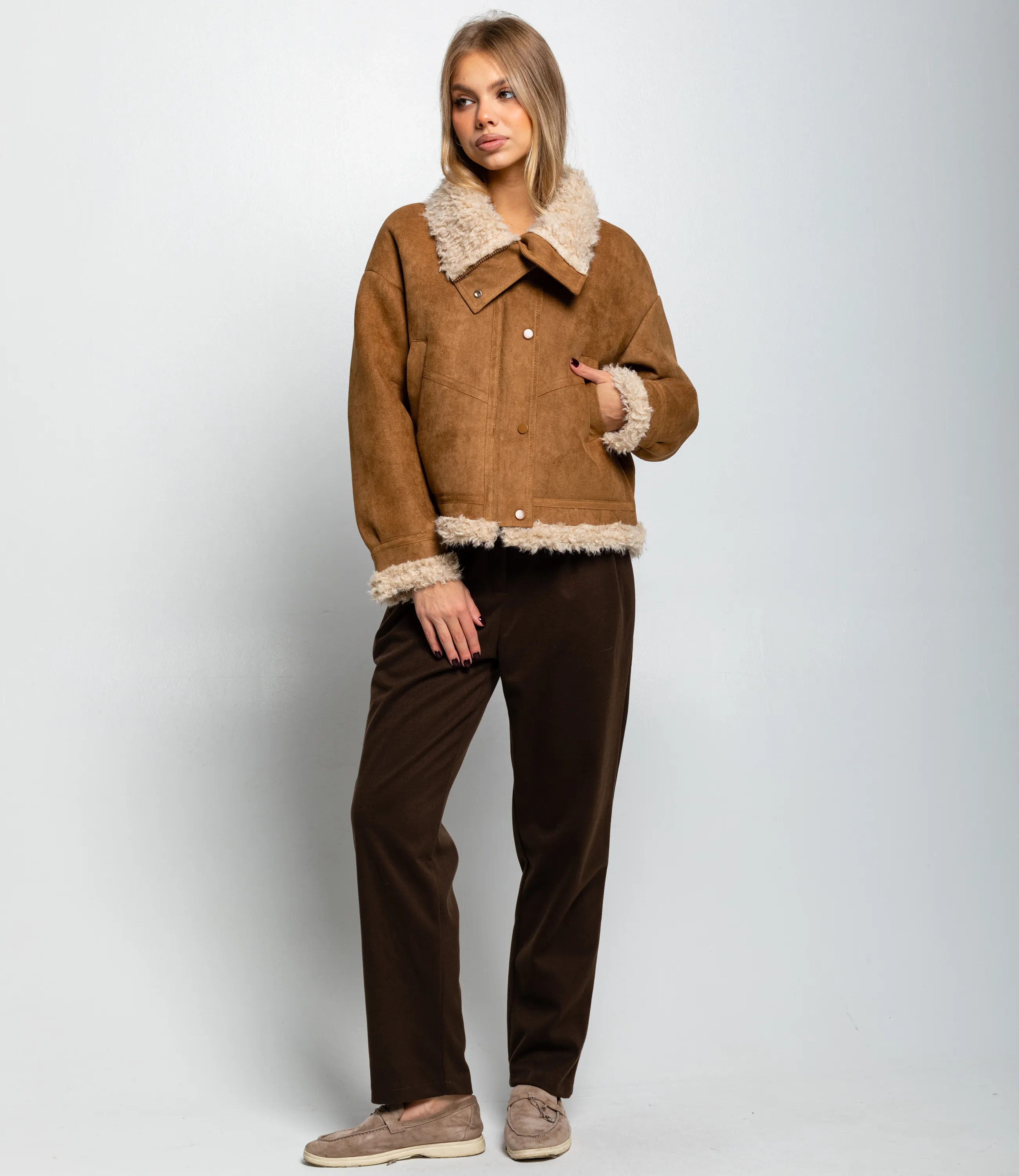 Дублёнка #КТ7580 (1), тёмно-бежевый - фото 4