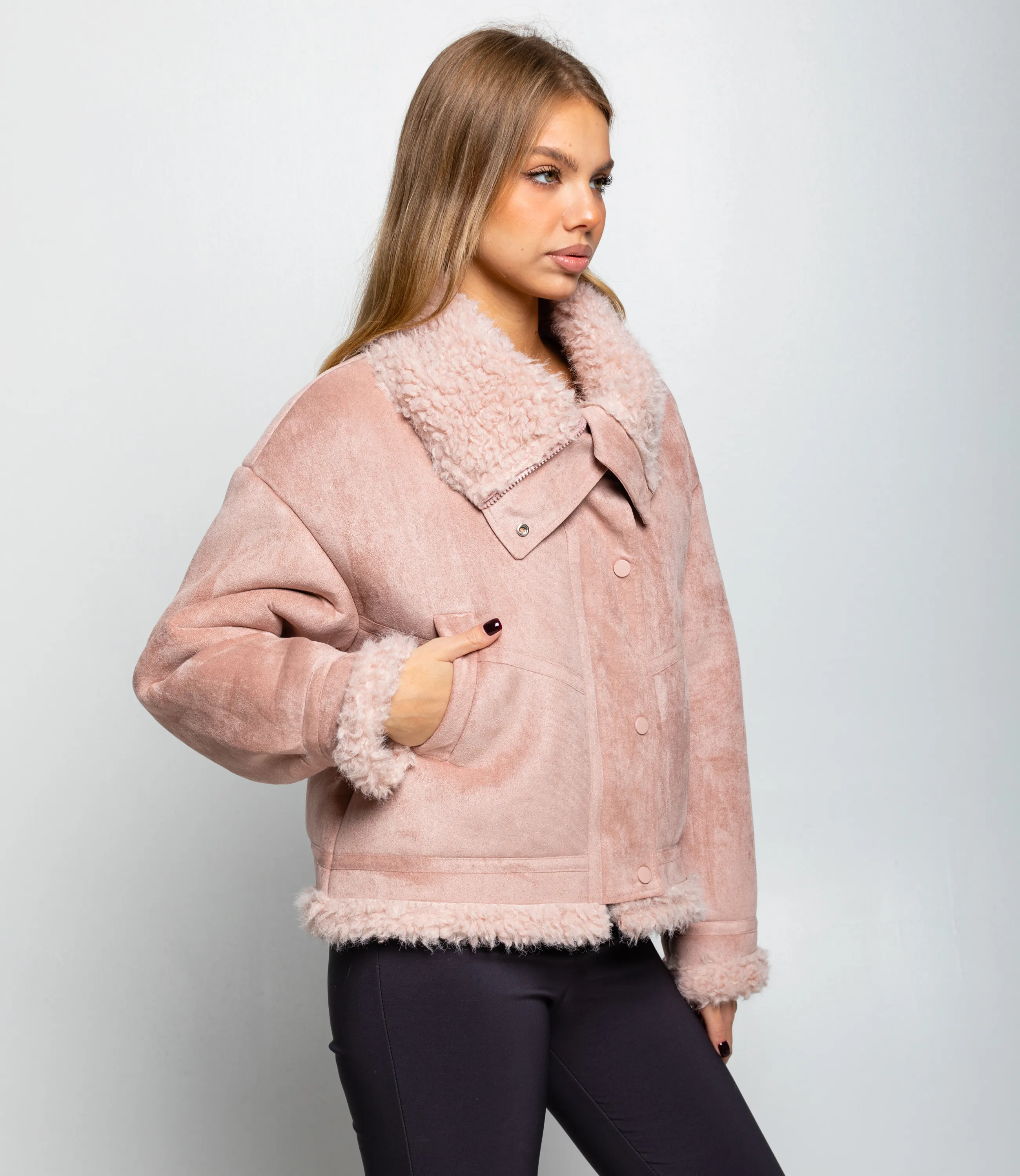 Дублёнка #КТ7580 (1), пудровый - фото 2