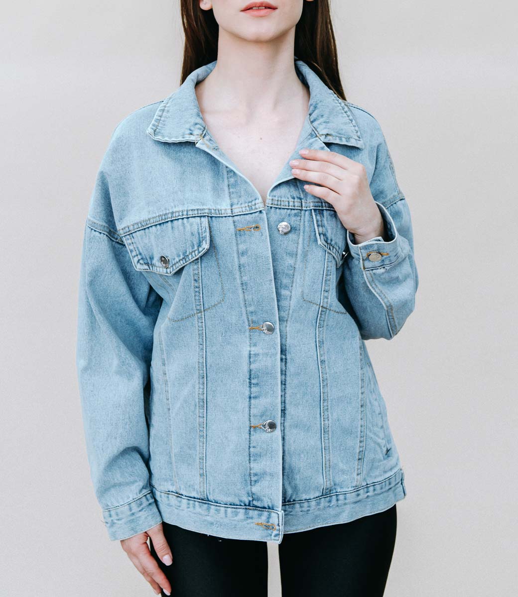 Джинсовая куртка #680, цвет синий - купить женские джинсовые куртки оптом