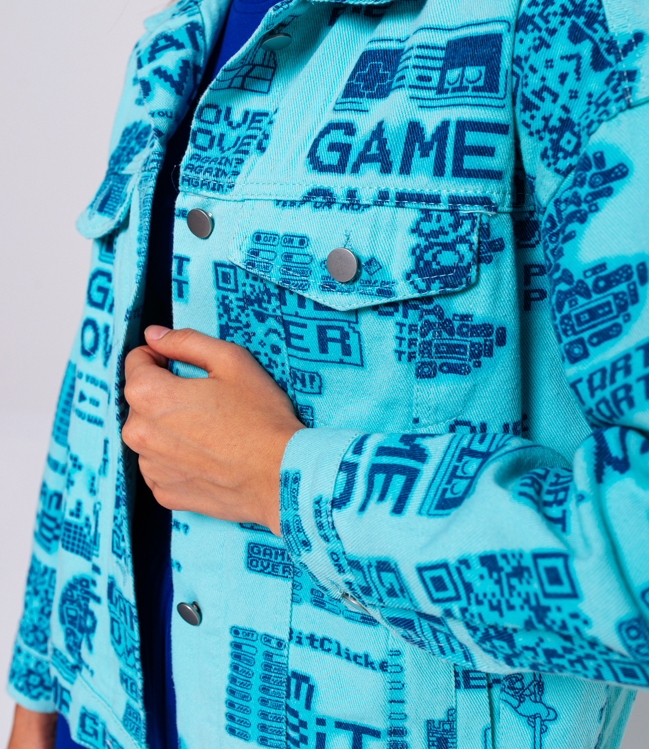 Джинсовая куртка #БШ1552, голубой - фото 5