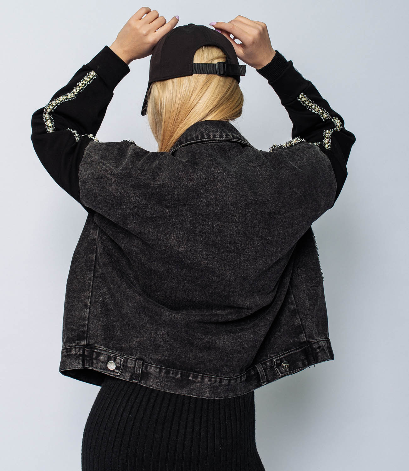 Джинсовая куртка #КТ816, чёрный - фото 4
