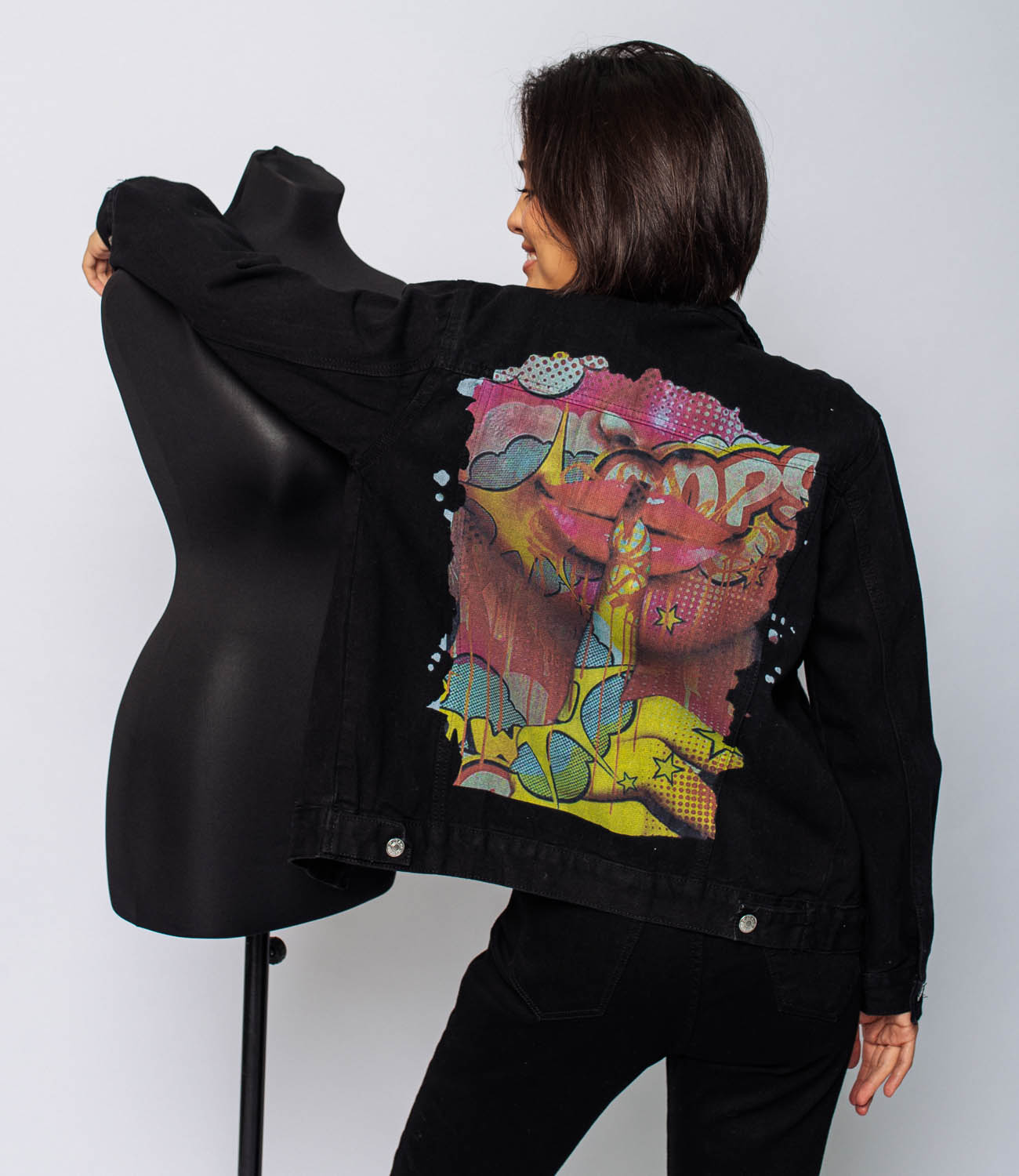 Джинсовая куртка #КТ501, чёрный - фото 2