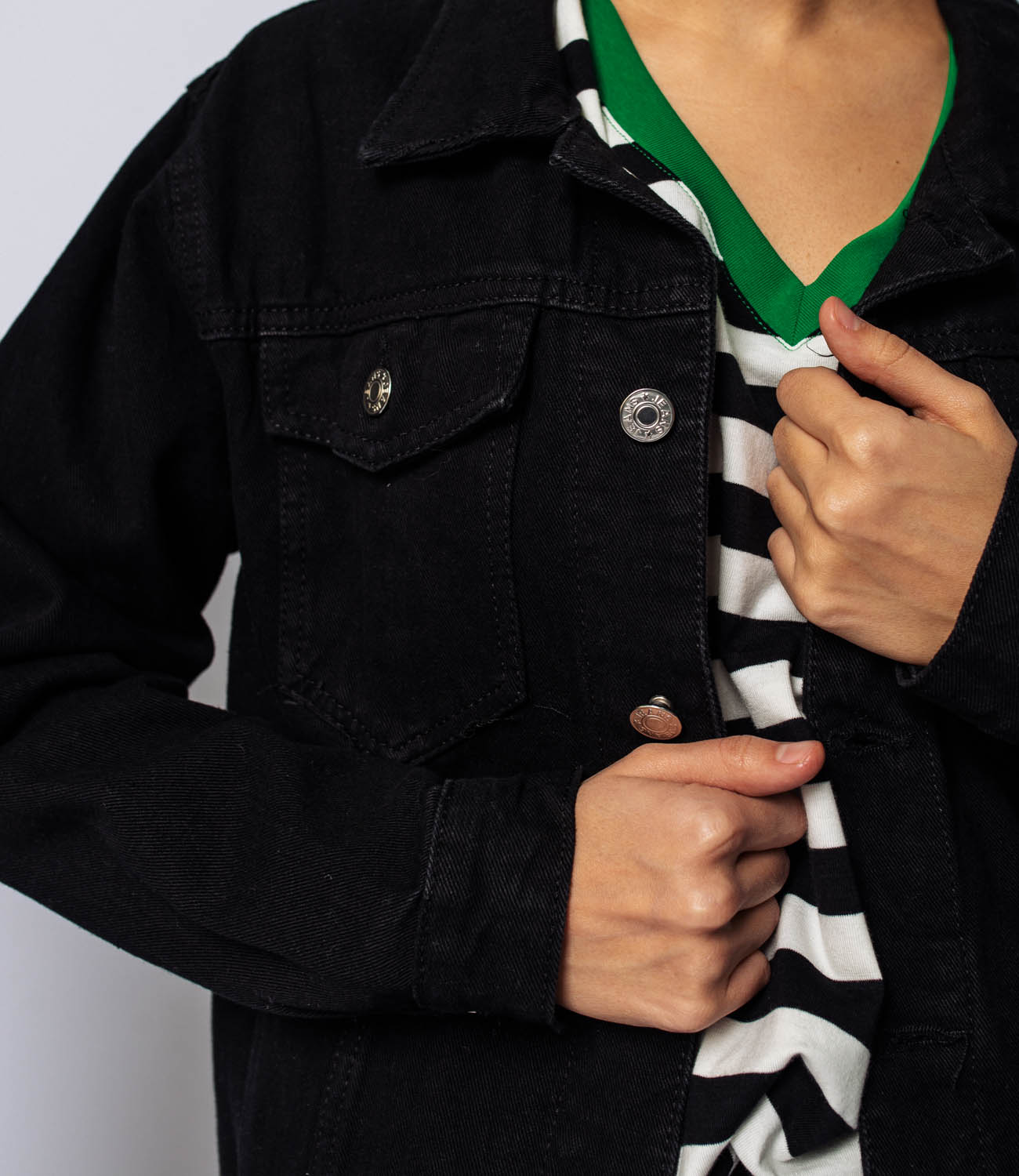 Джинсовая куртка #КТ501, чёрный - фото 5
