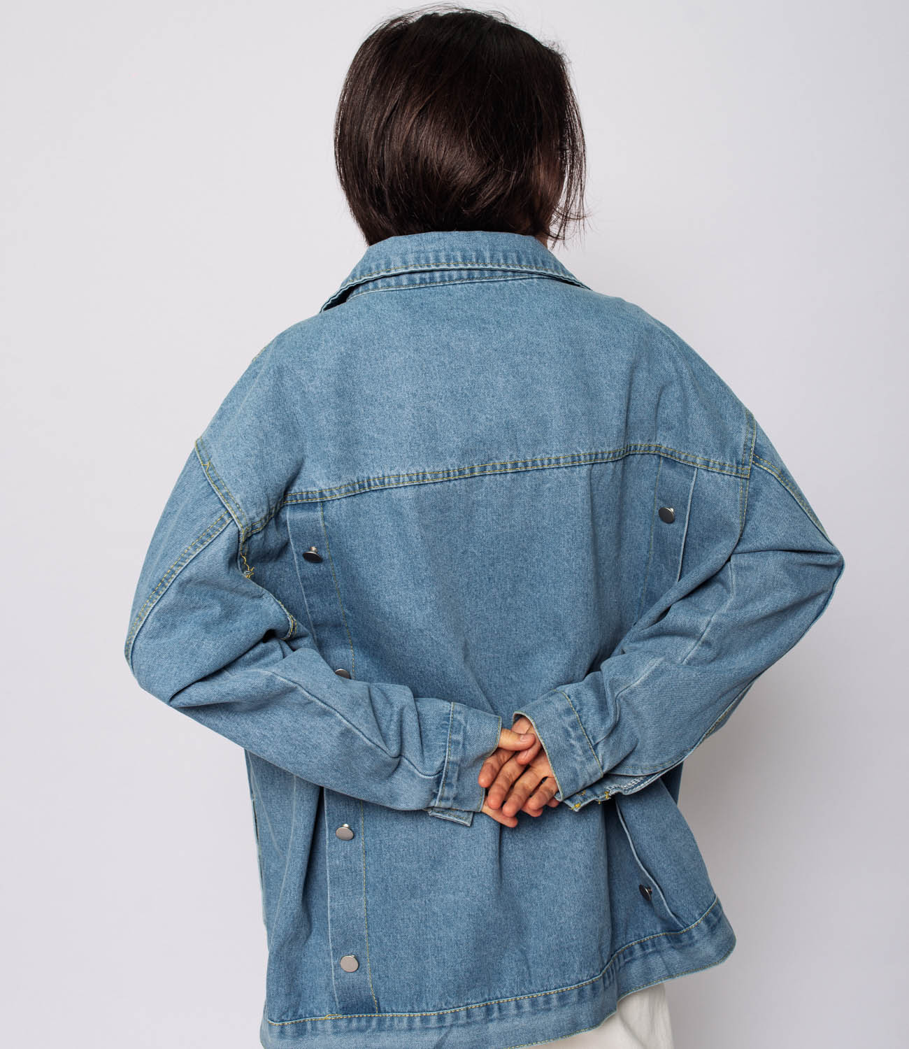 Джинсовая куртка #МСК016, голубой - фото 2