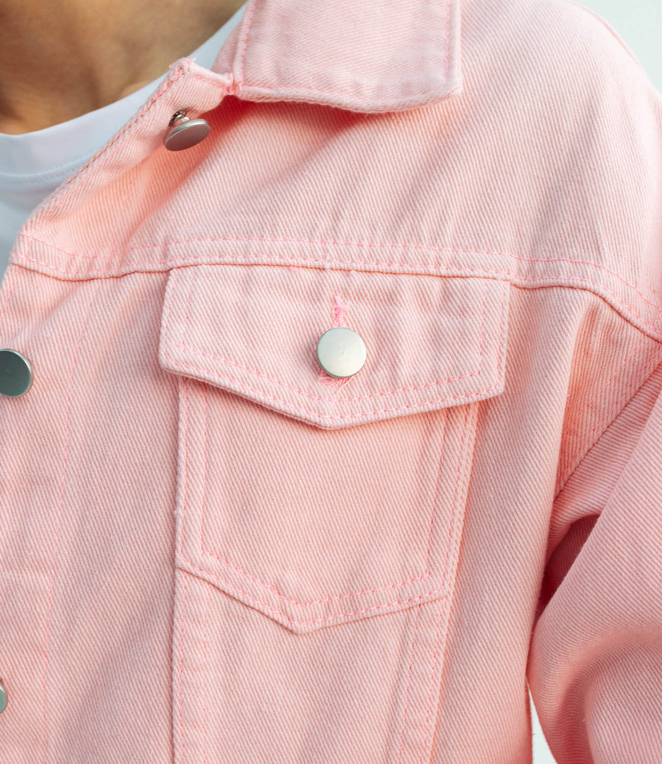 Джинсовая куртка #КТ154, розовый - фото 5