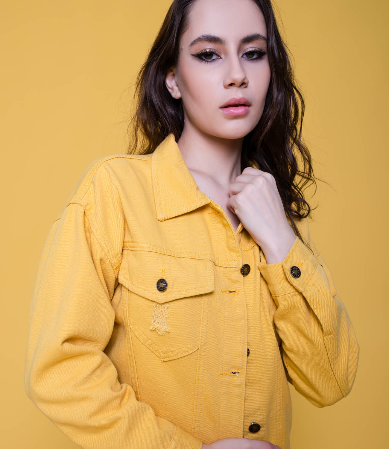 Джинсовая куртка #КТ68161, желтый - фото 5