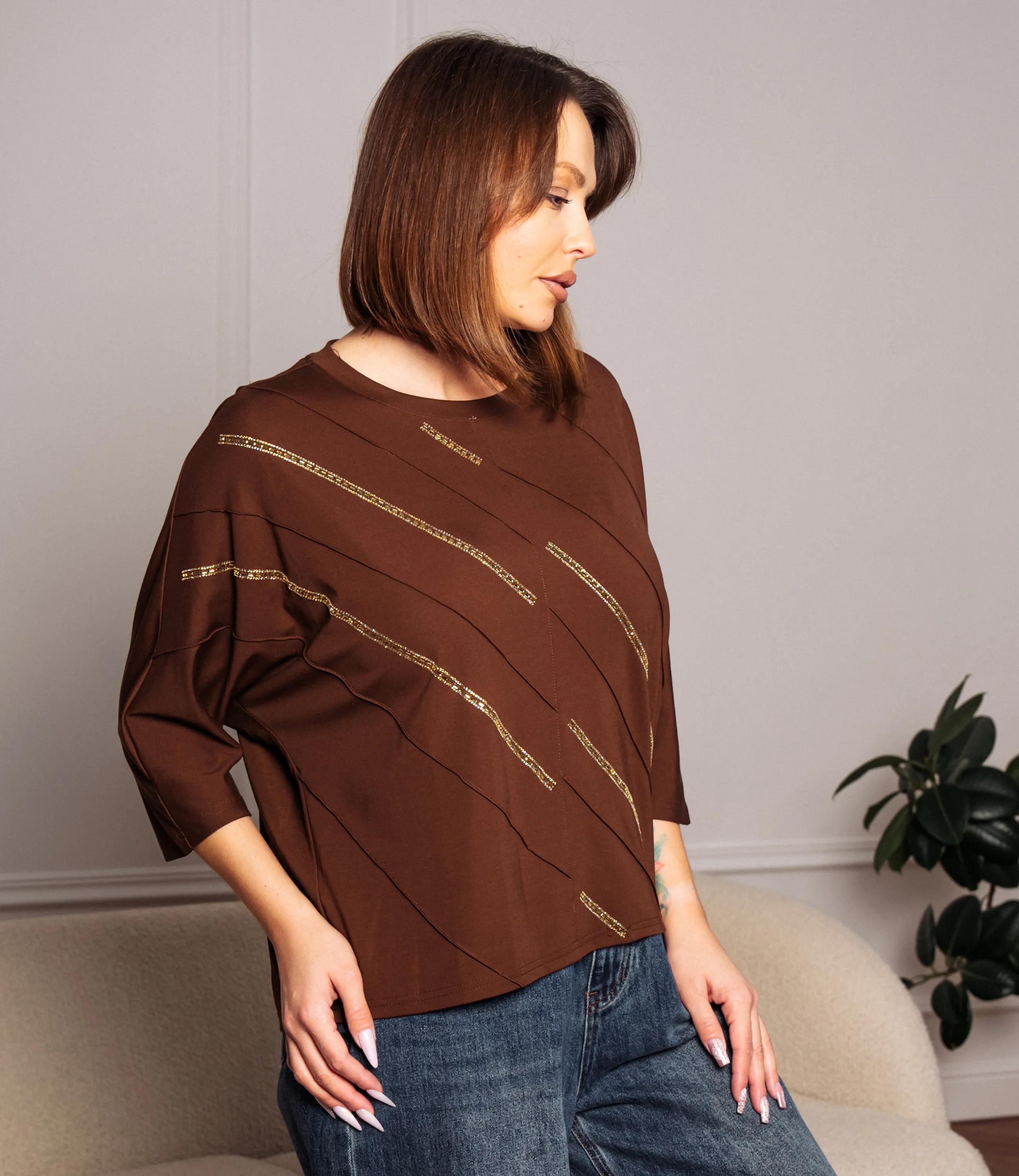 Футболка #КТ2617 (1), шоколадный - фото 2