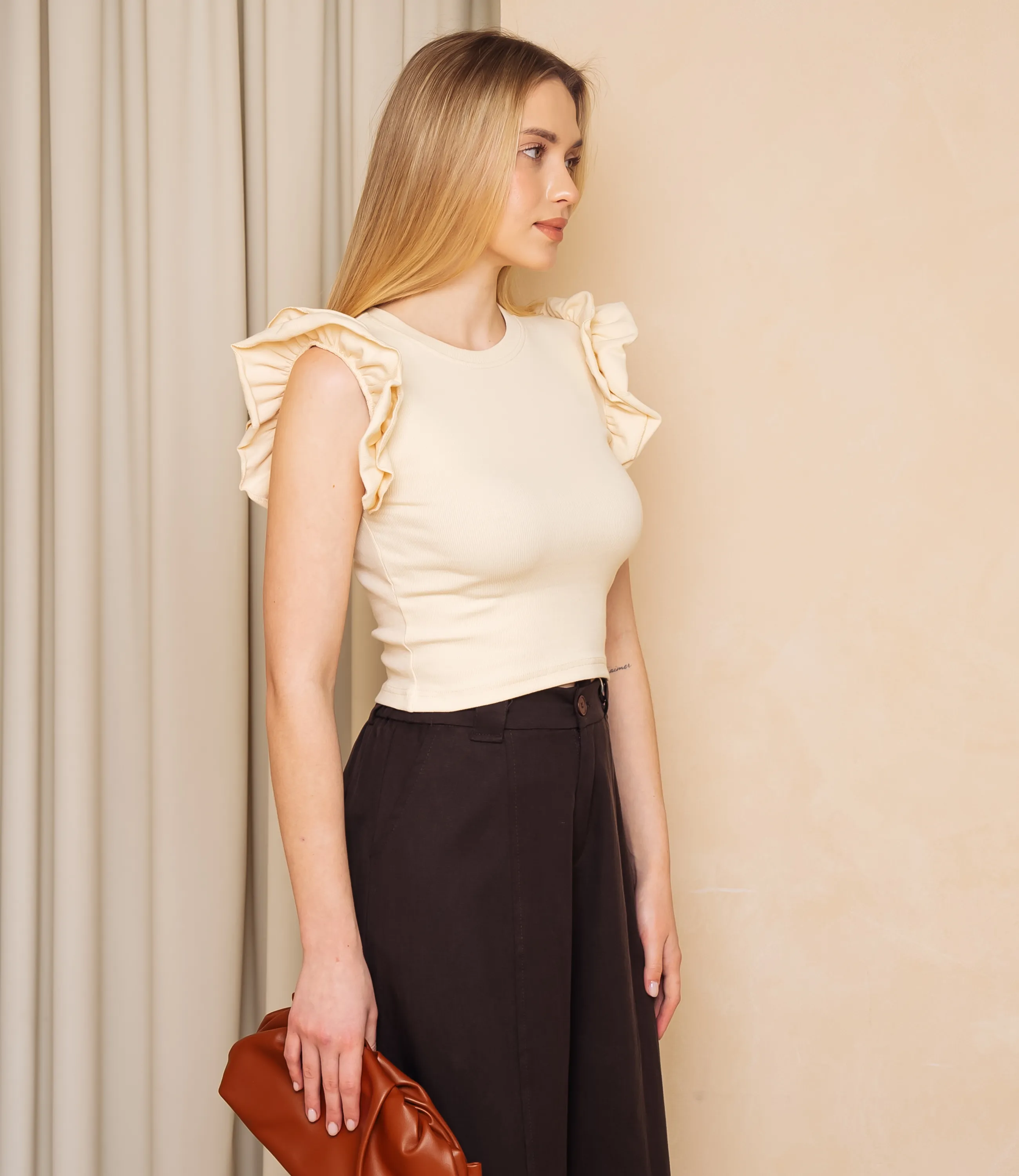 Футболка #ОКТ085006, кремовый - фото 2