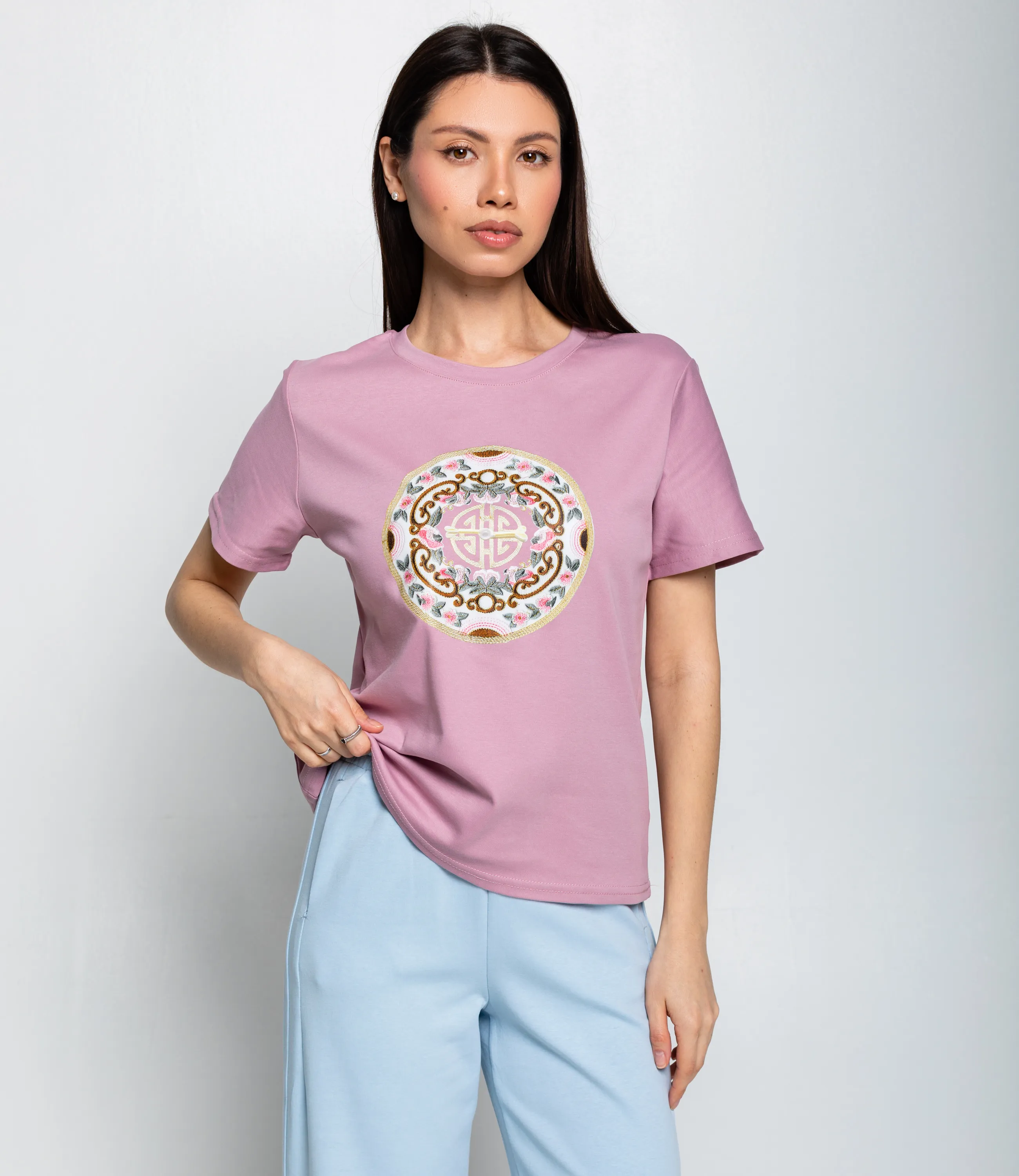 Футболка #КТ92139, сиренево-розовый - фото 1