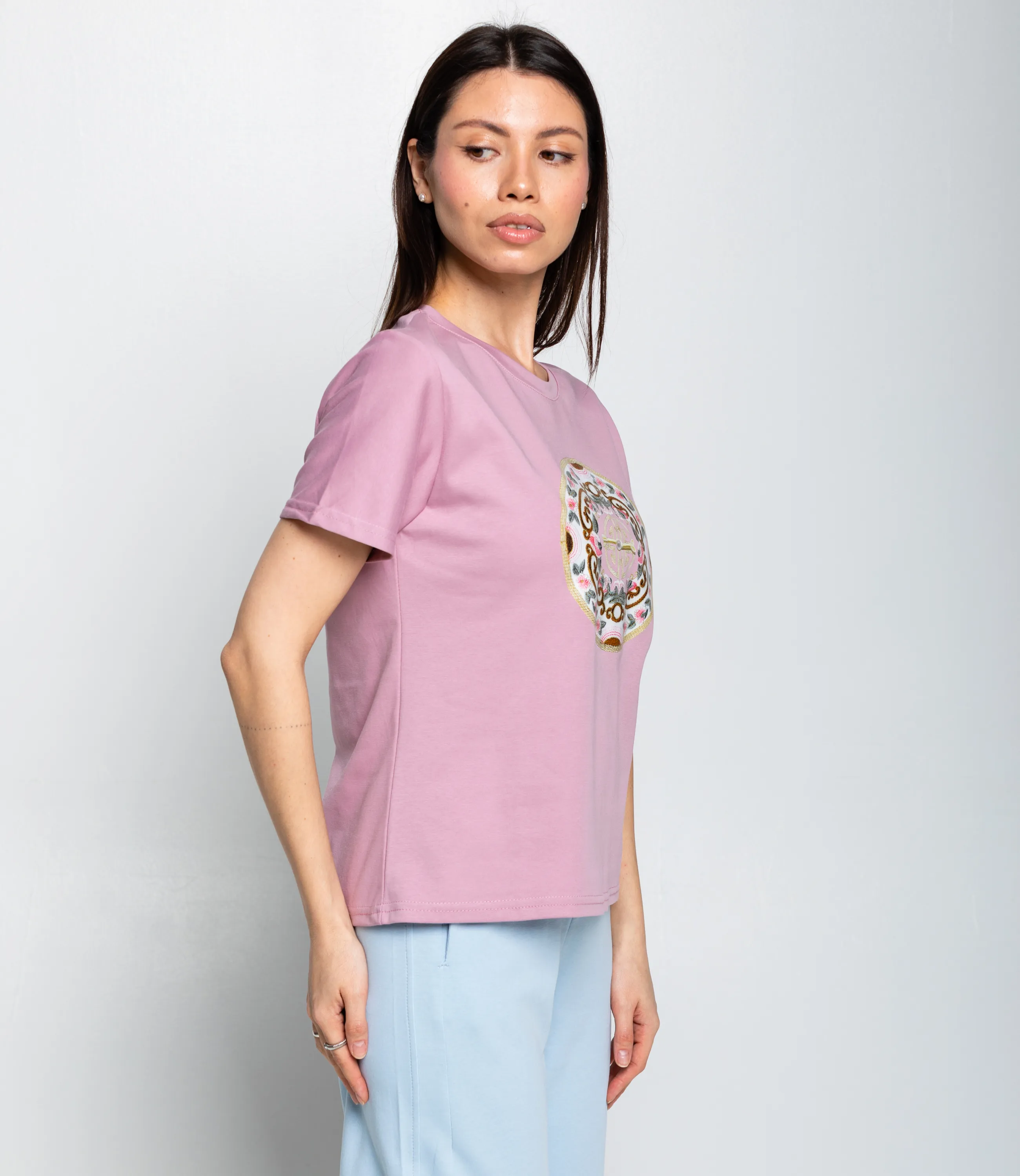 Футболка #КТ92139, сиренево-розовый - фото 2