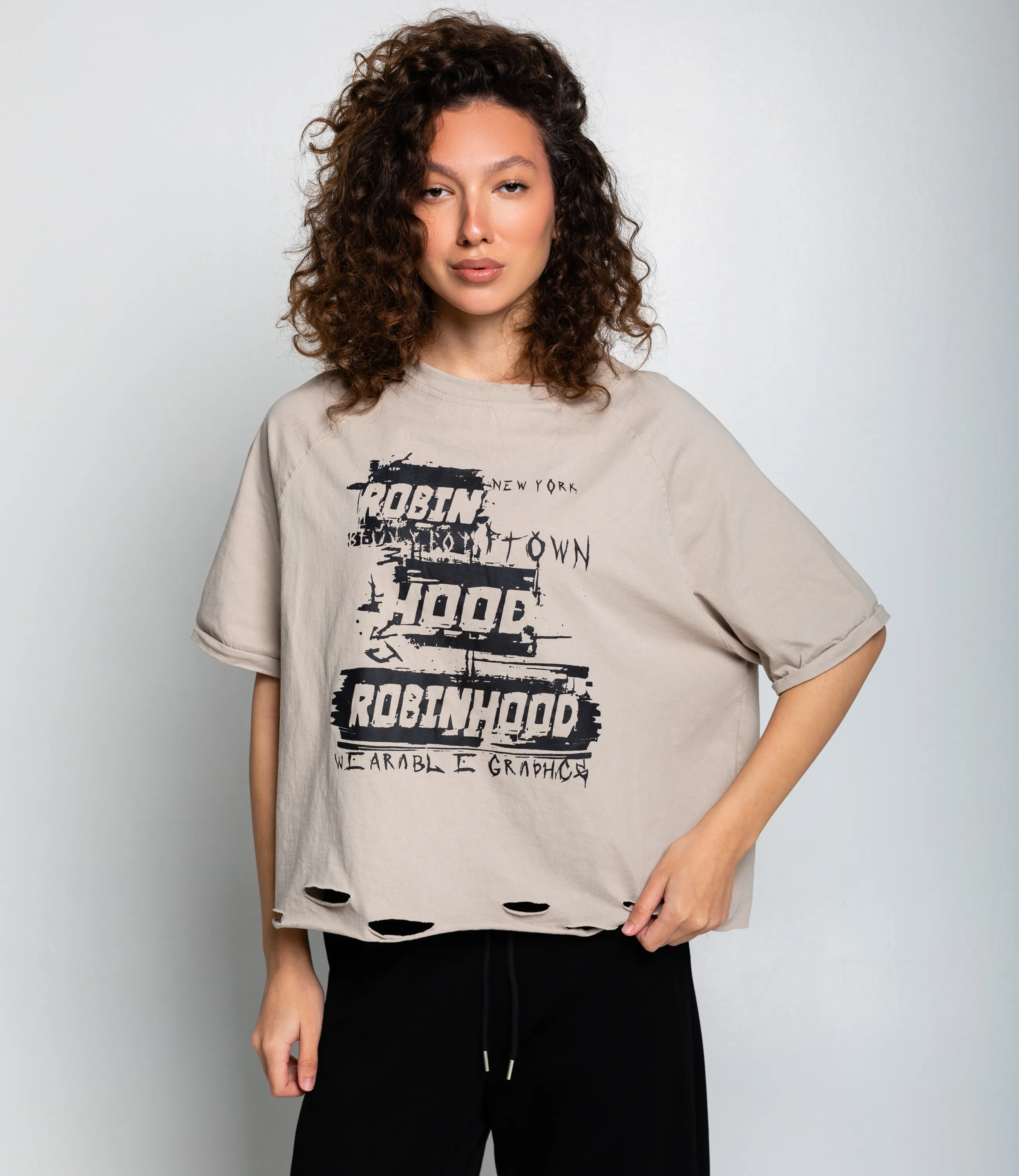 Футболка #КТ1652 (2), бежево-серый - фото 1