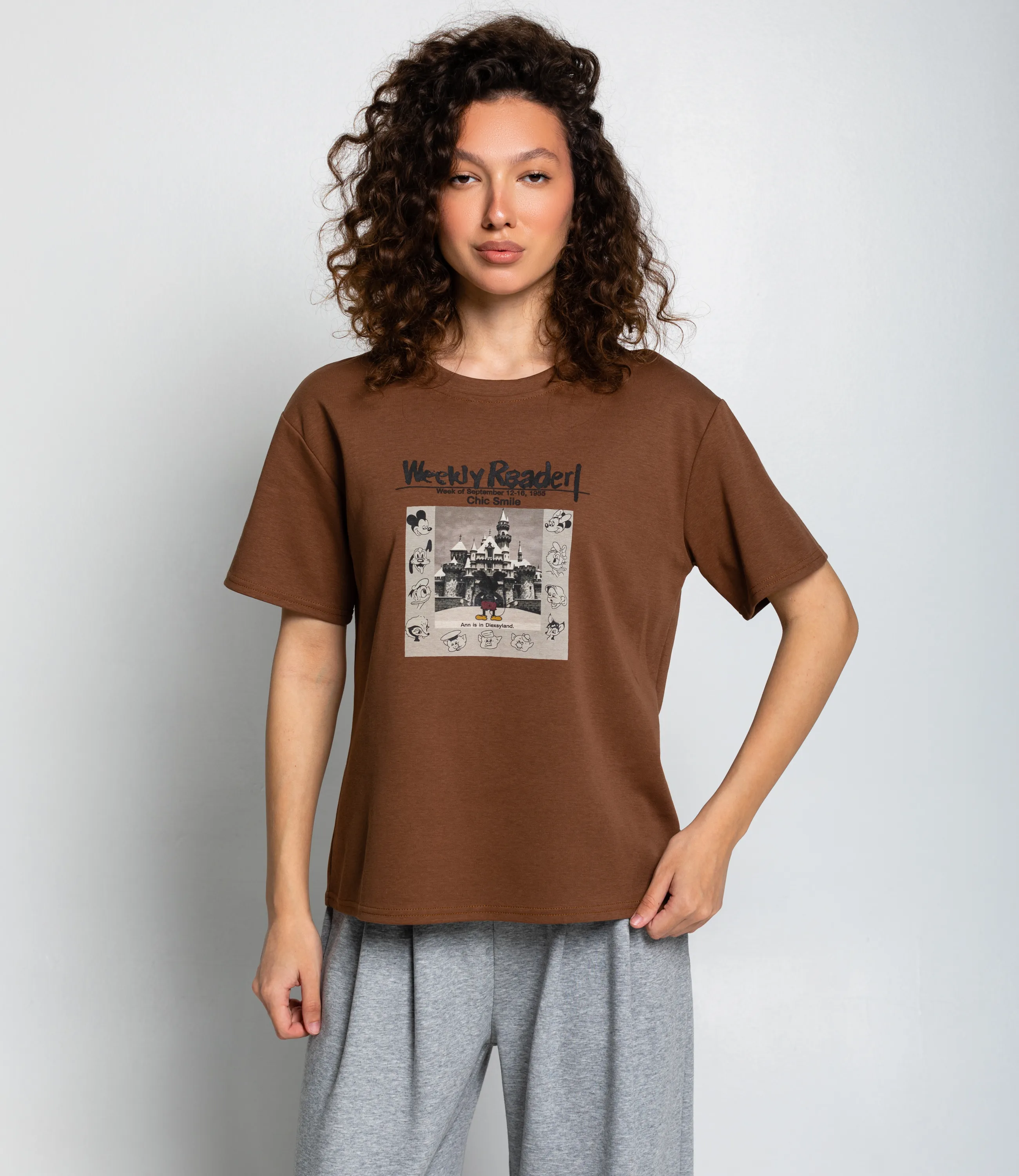 Футболка #КТ1387, коричневый - фото 1