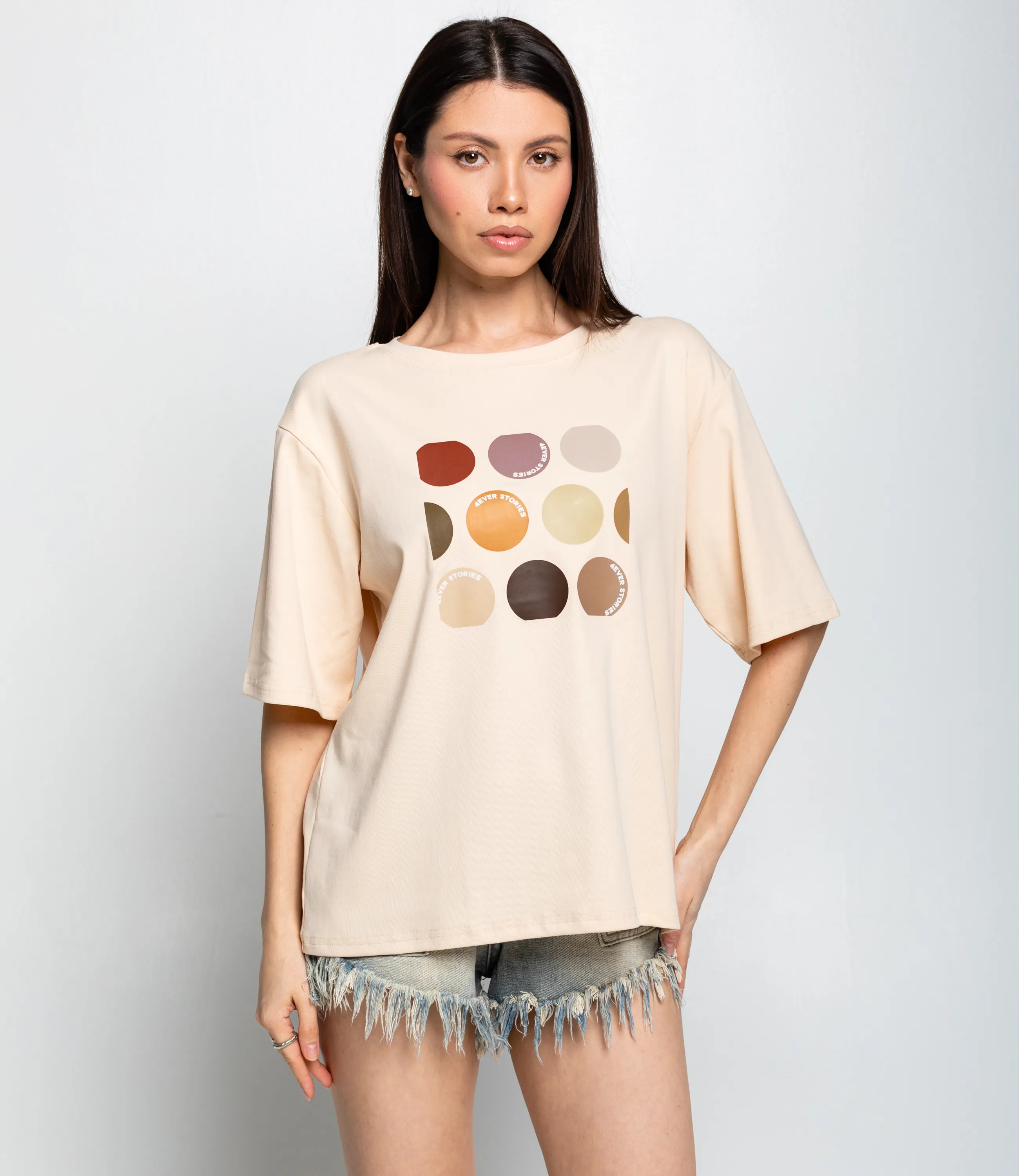 Футболка #КТ6239, светло-бежевый - фото 1