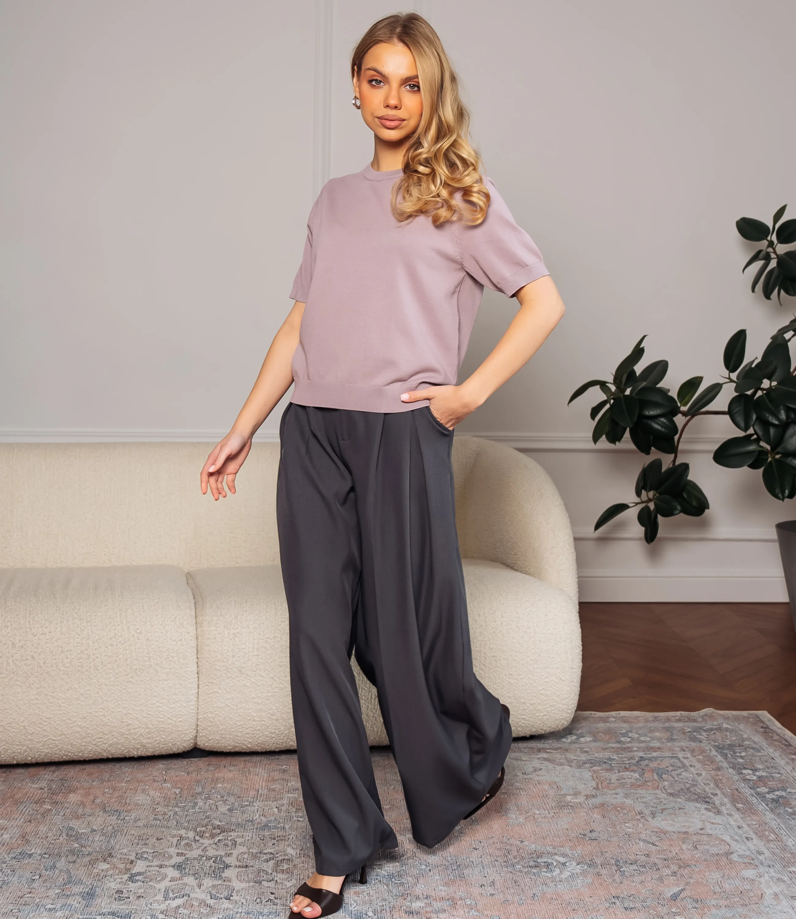 Футболка #ОКТ185001, лиловый - фото 4