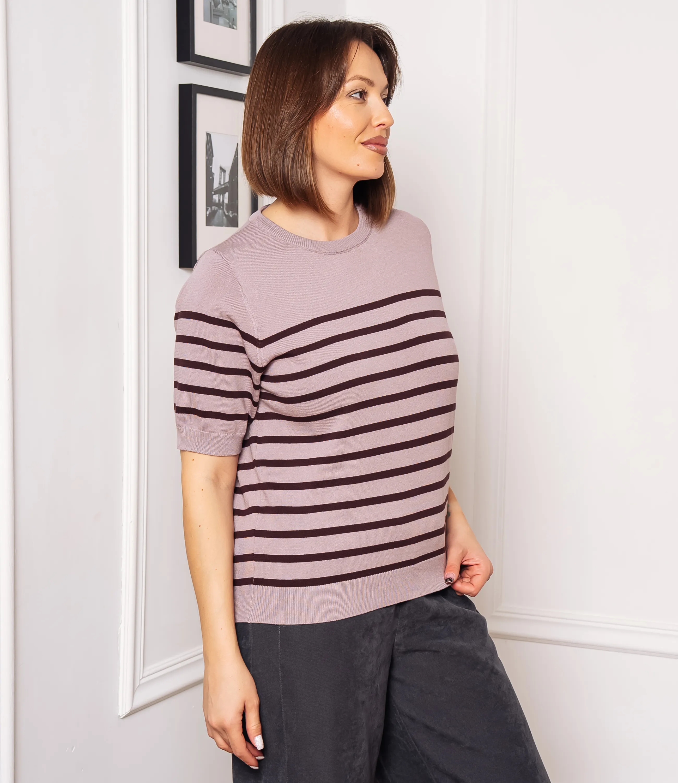 Футболка #ОКТ185002, лиловый, шоколадный - фото 2