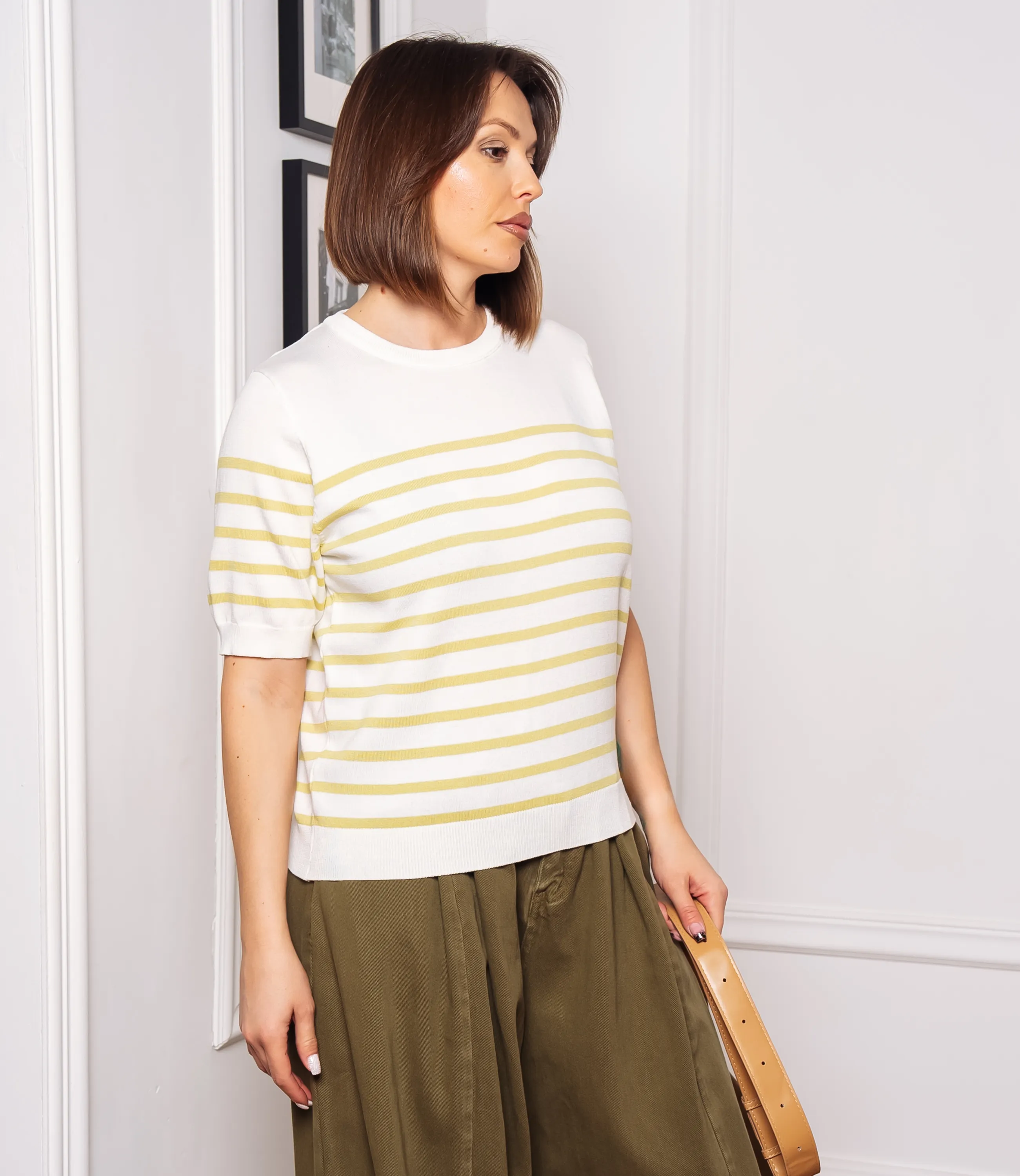 Футболка #ОКТ185002, фисташковый, белый - фото 2