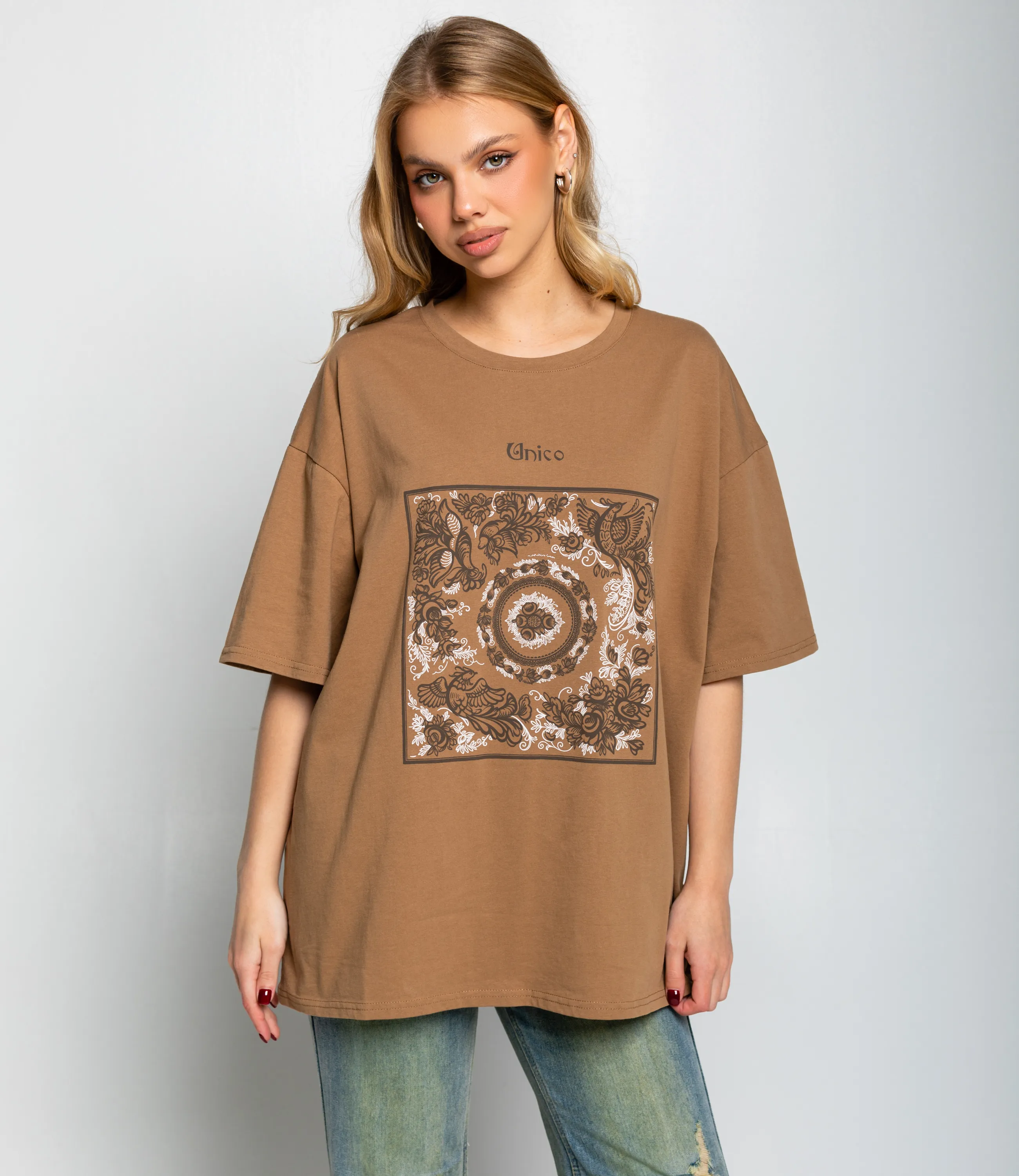 Футболка #КТ308230, тёмно-бежевый - фото 1