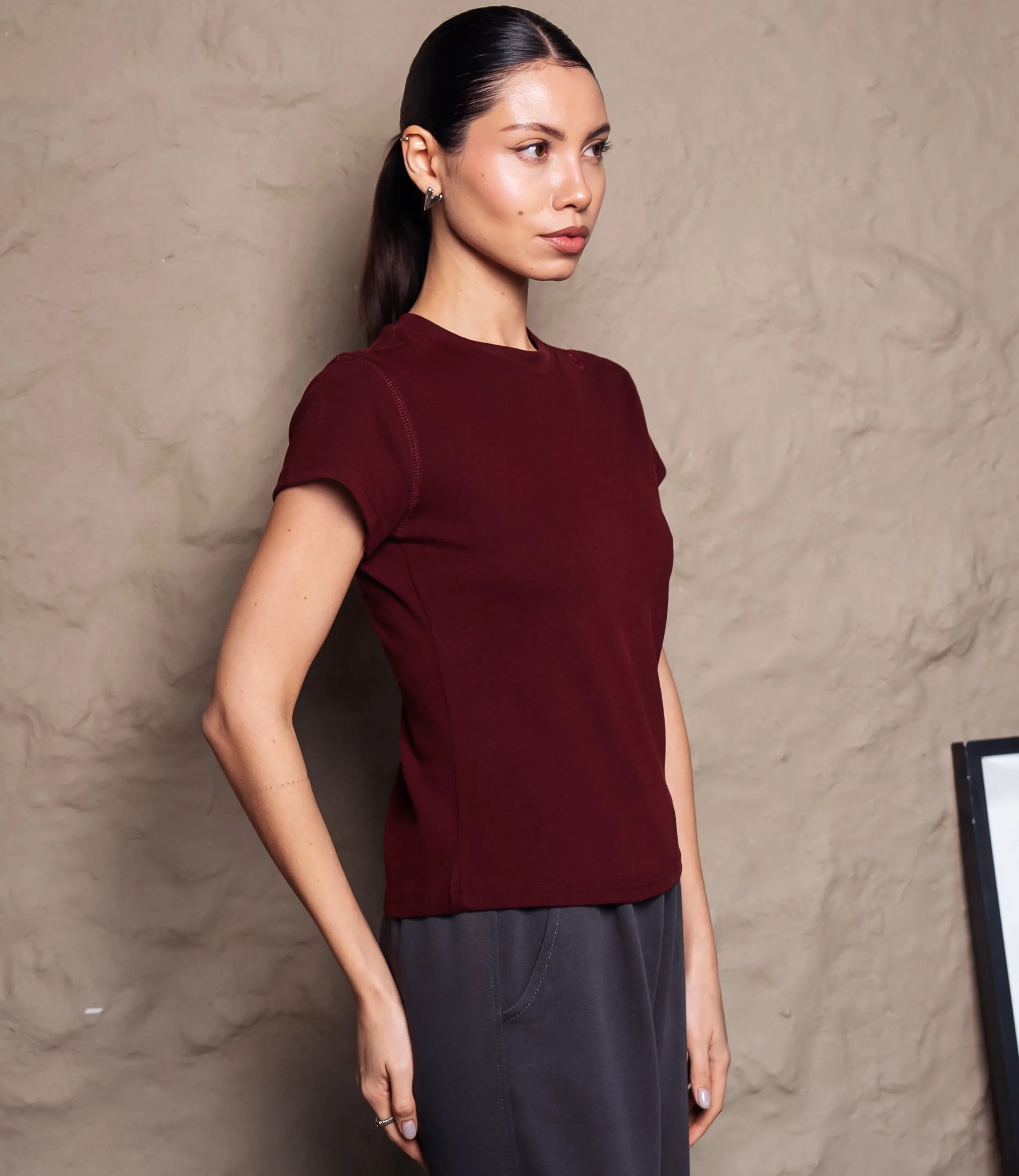 Футболка #КТ6212, бордовый - фото 2