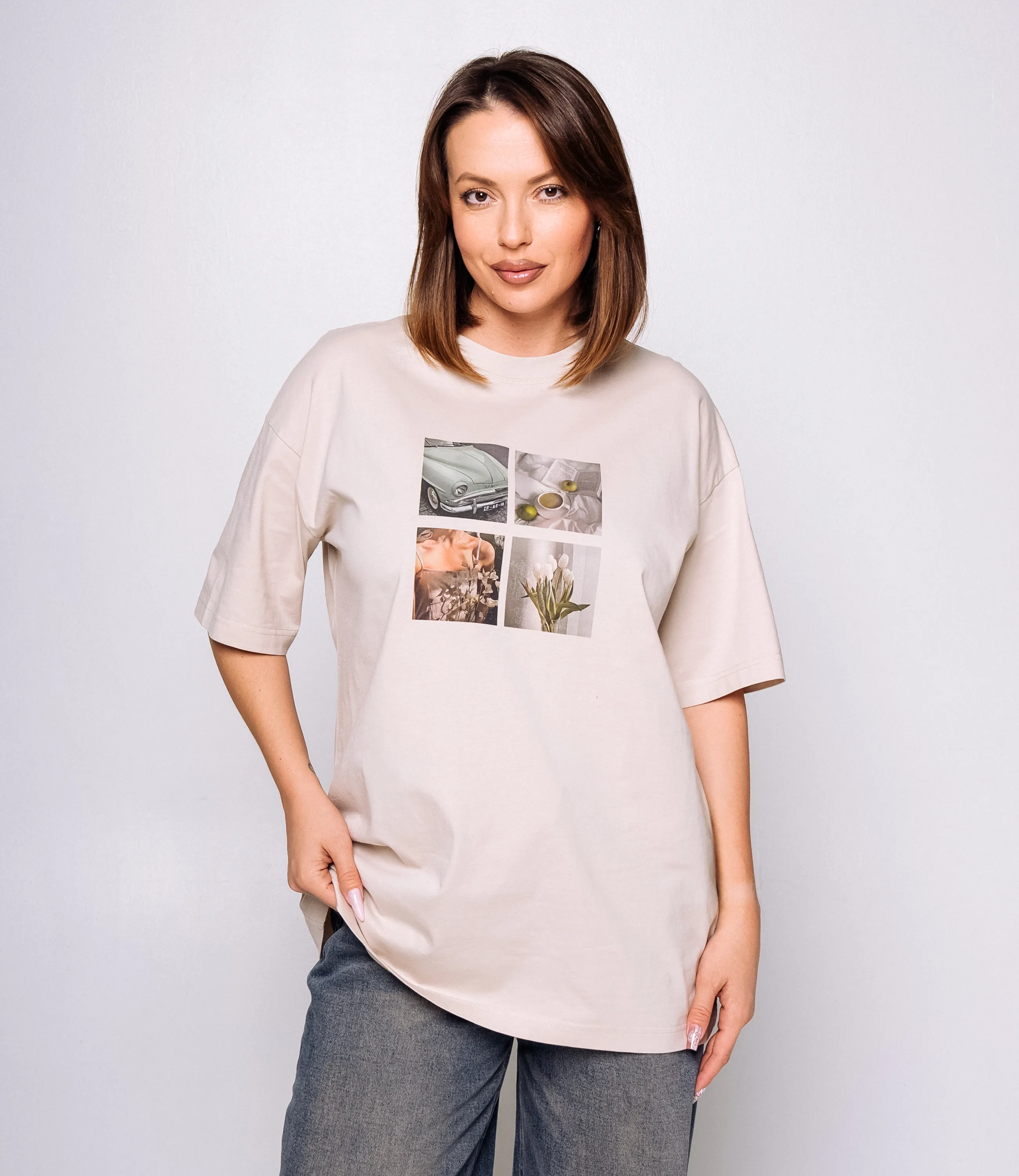 Футболка #КТ2605 (1), светло-бежевый - фото 1