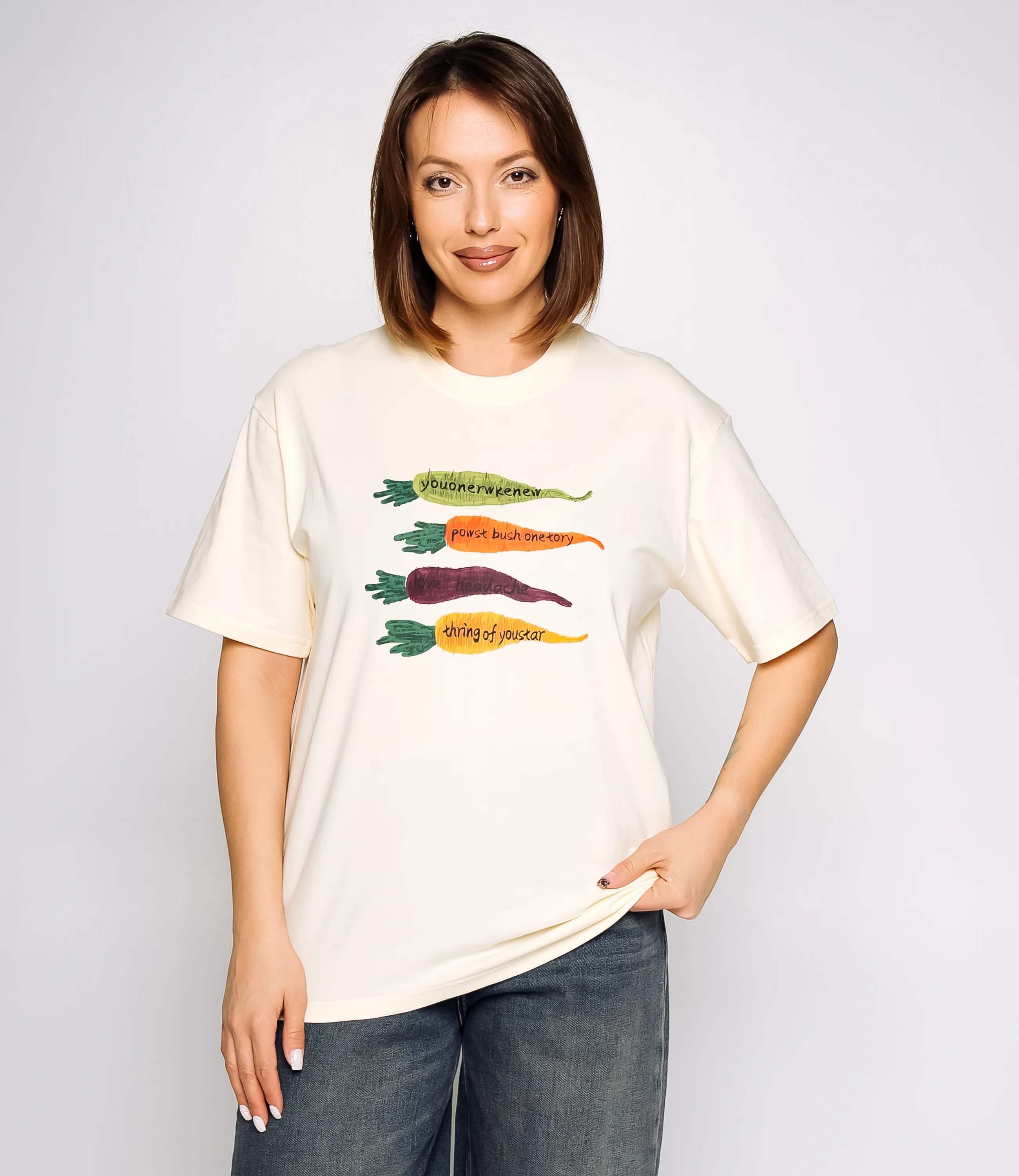 Футболка #КТ2550, кремовый - фото 1