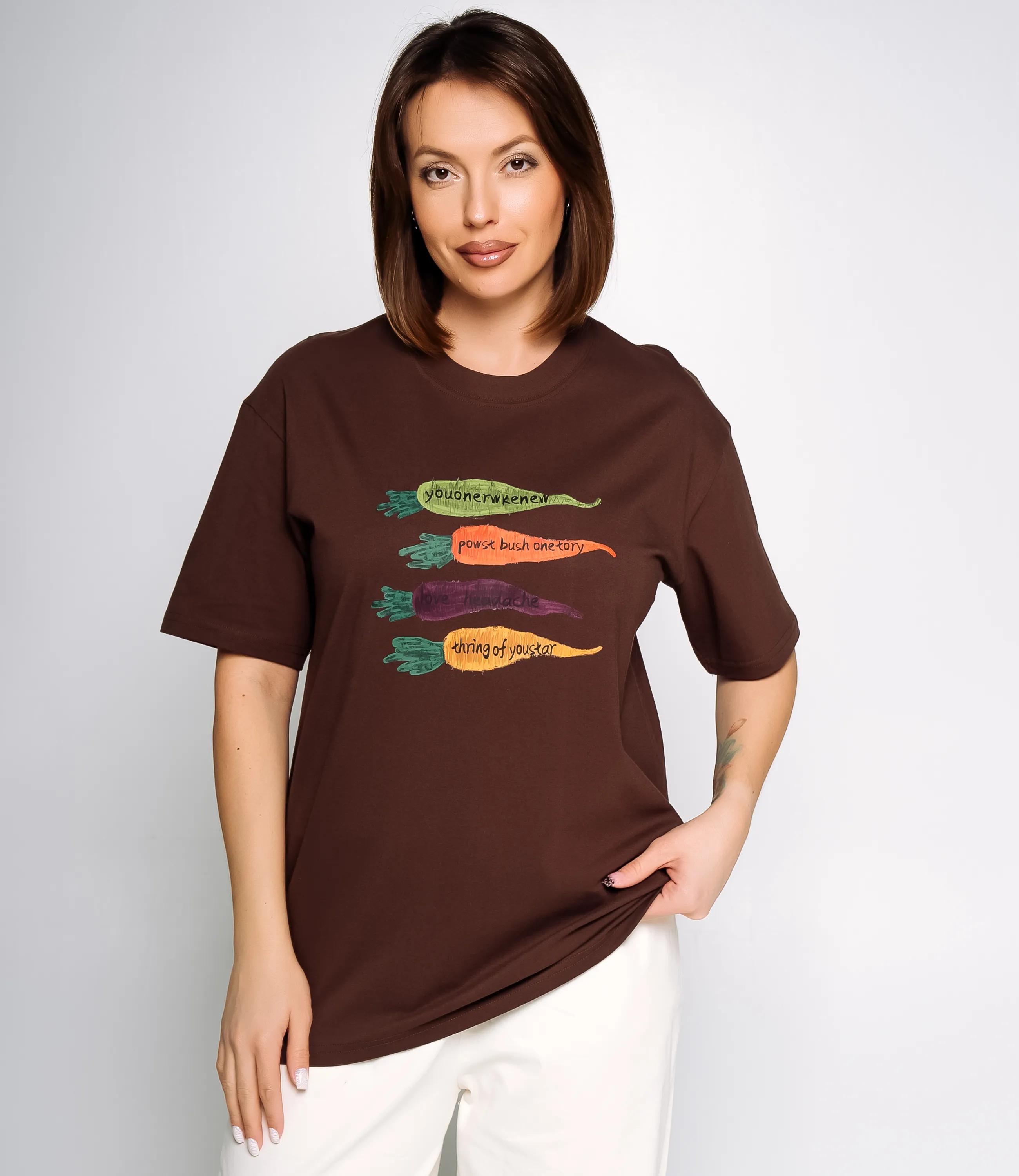 Футболка #КТ2550, шоколадный - фото 1