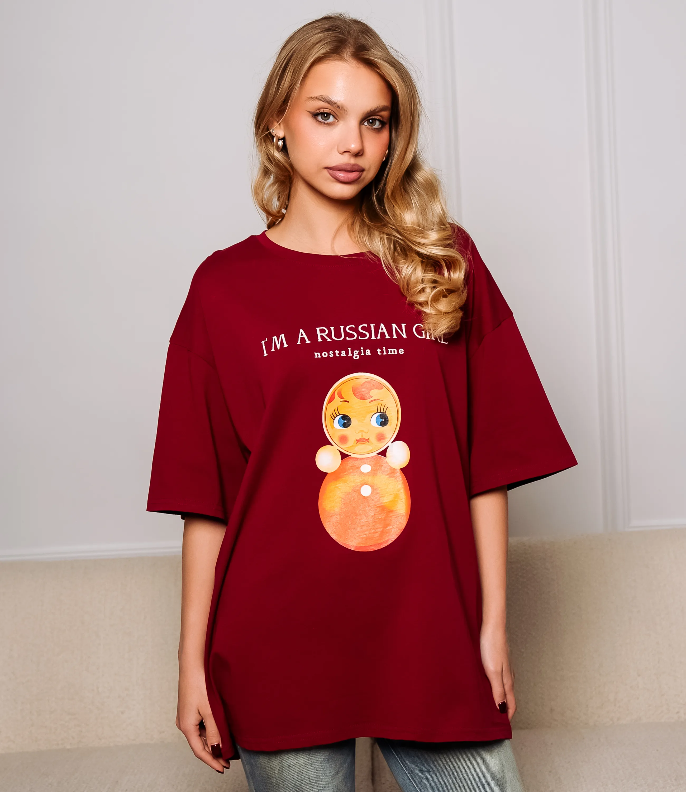 Футболка #КТ308235, бордовый - фото 1