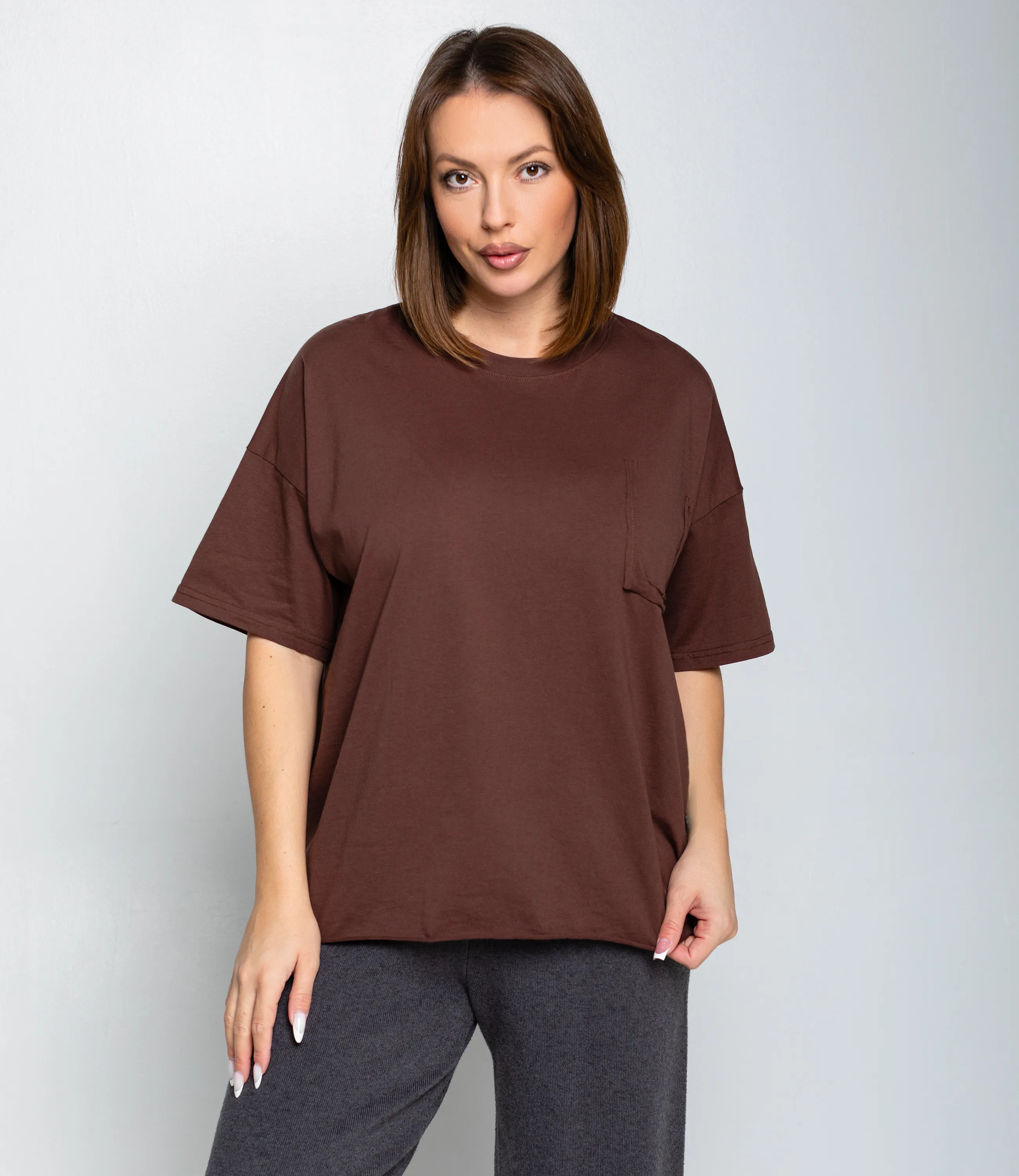 Футболка #КТ1612 (1), шоколадный - фото 1