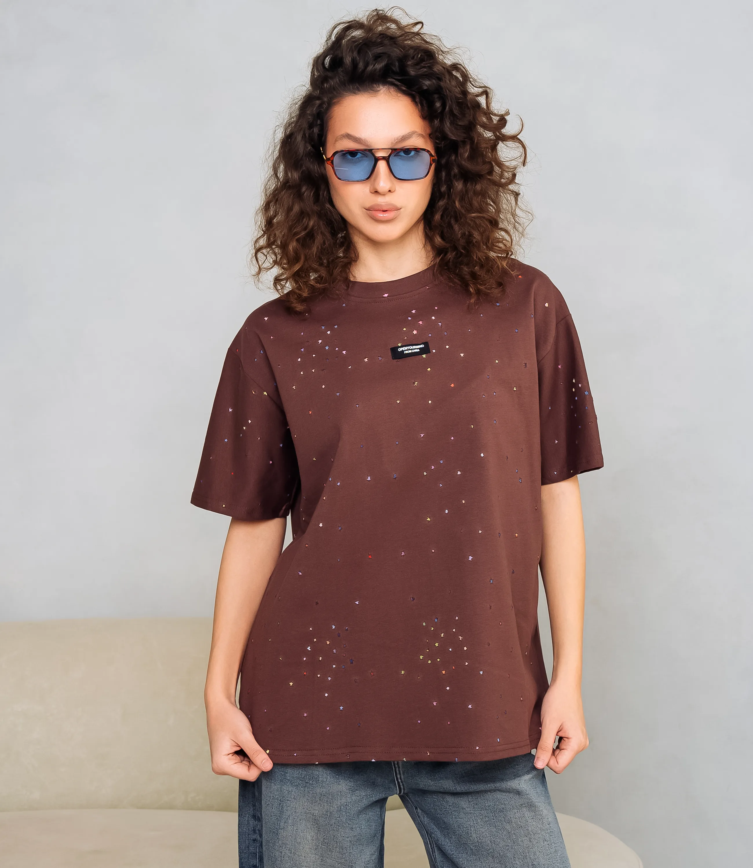 Футболка #КТ881002, шоколадный - фото 1