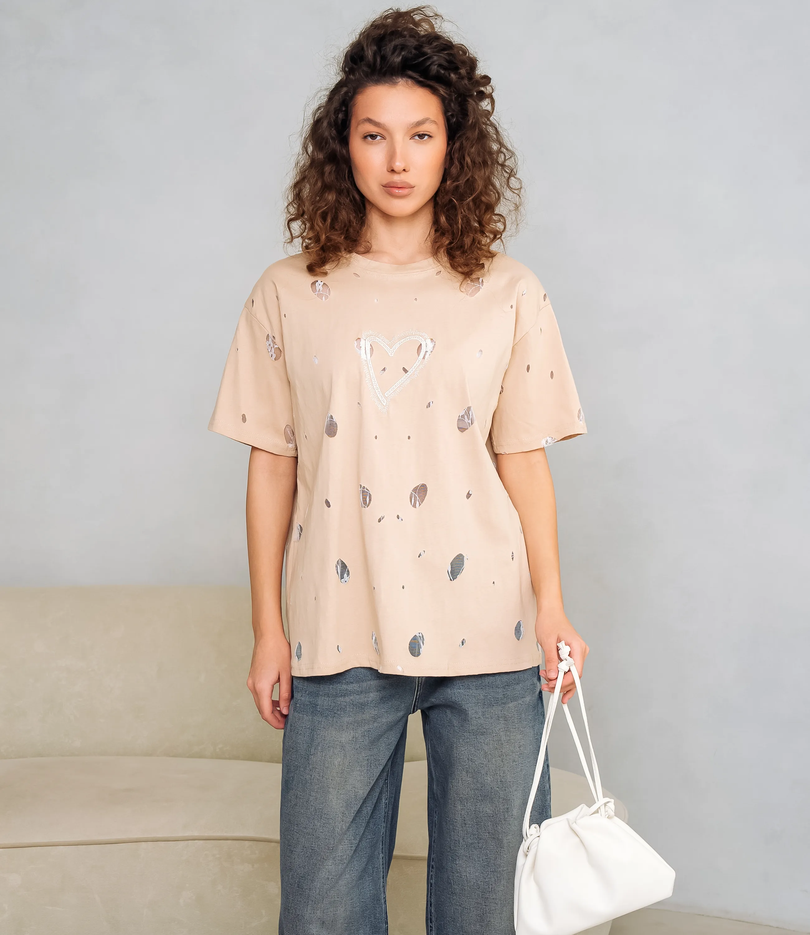 Футболка #КТ881001, бежевый - фото 1
