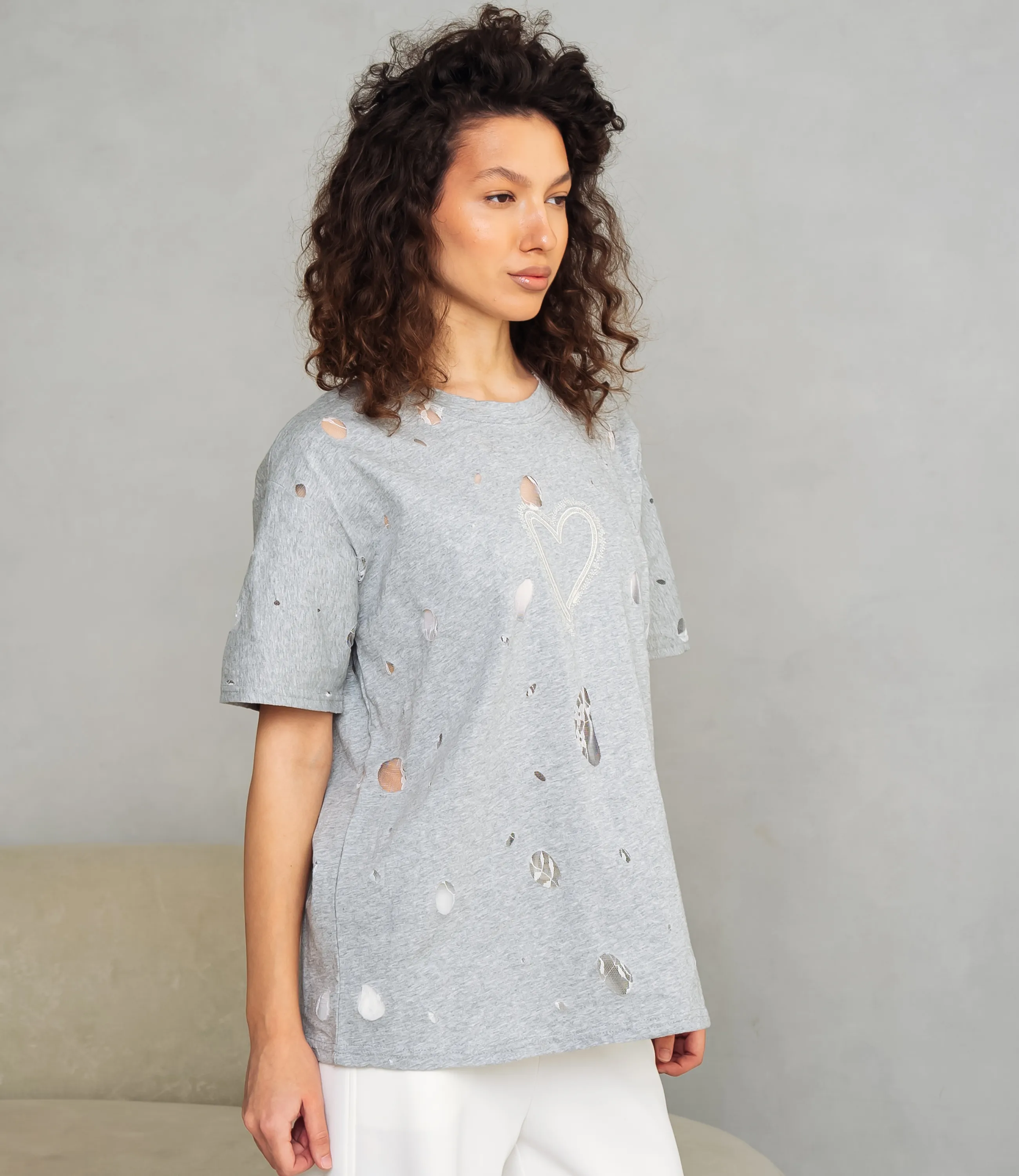 Футболка #КТ881001, серый меланж - фото 2