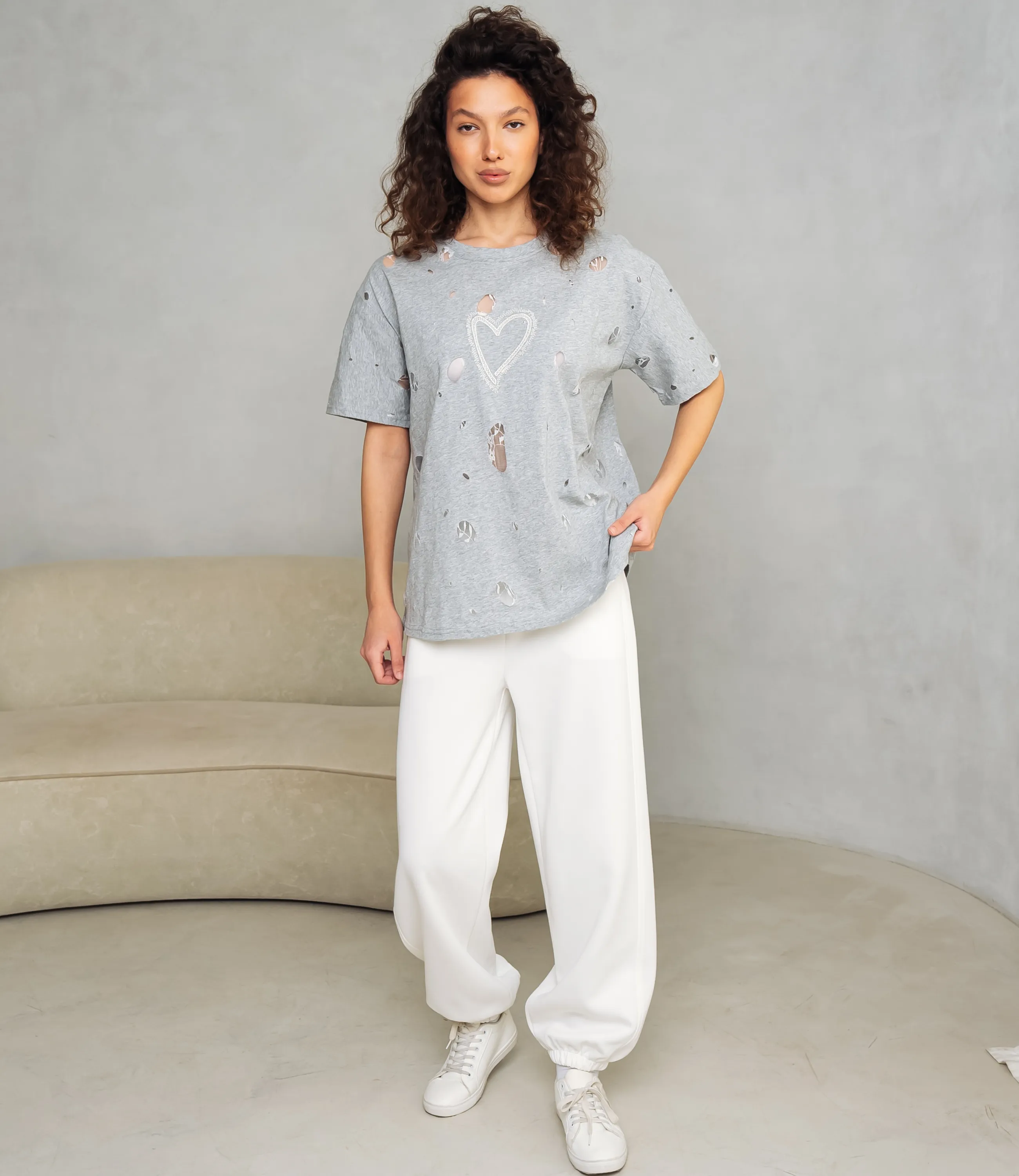 Футболка #КТ881001, серый меланж - фото 4