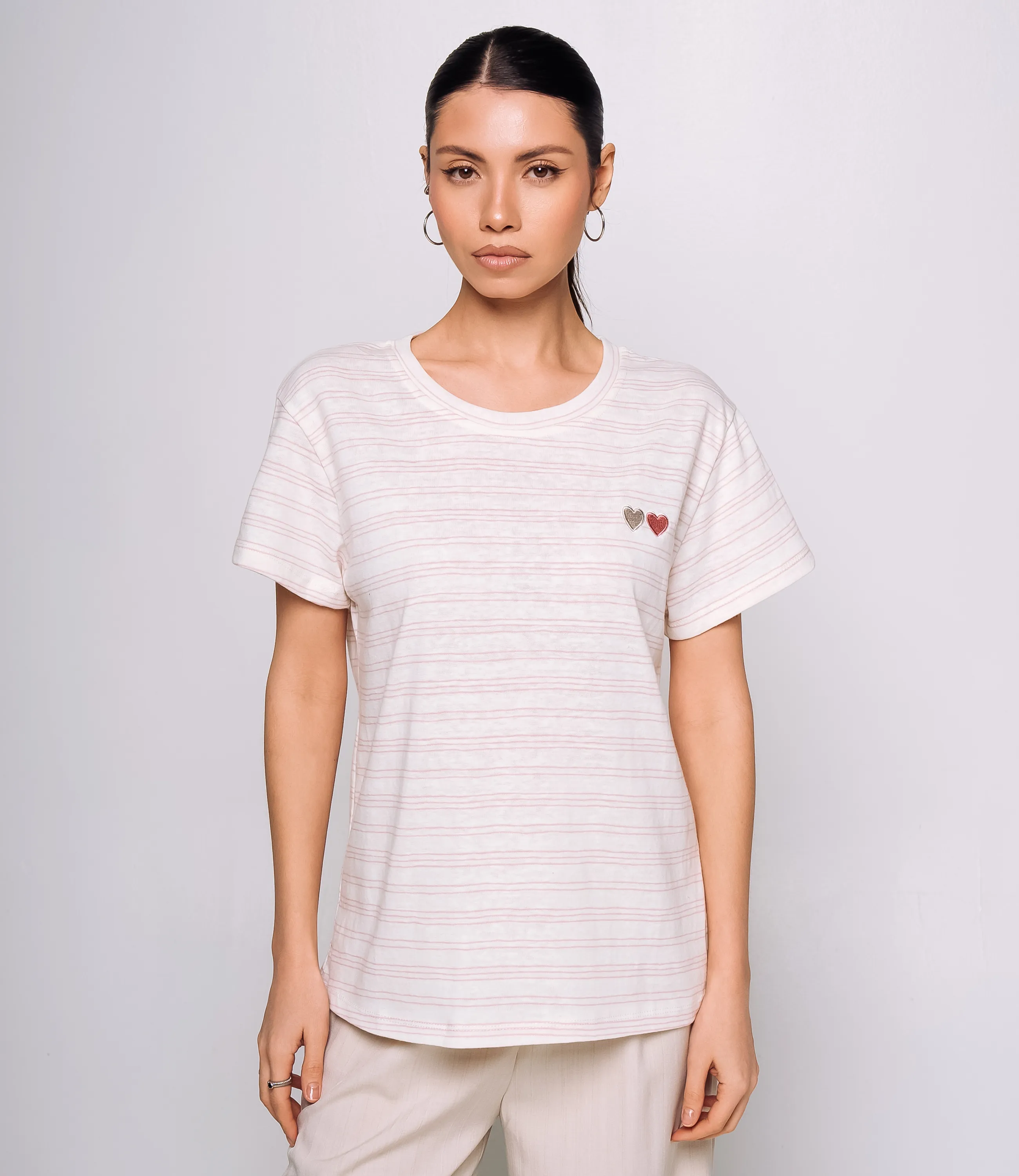 Футболка #КТ9101 (2), розовый, белый - фото 1