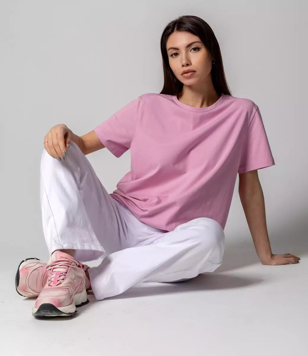 Футболка #1S600, цвет розовая лаванда - купить женские футболки оптом