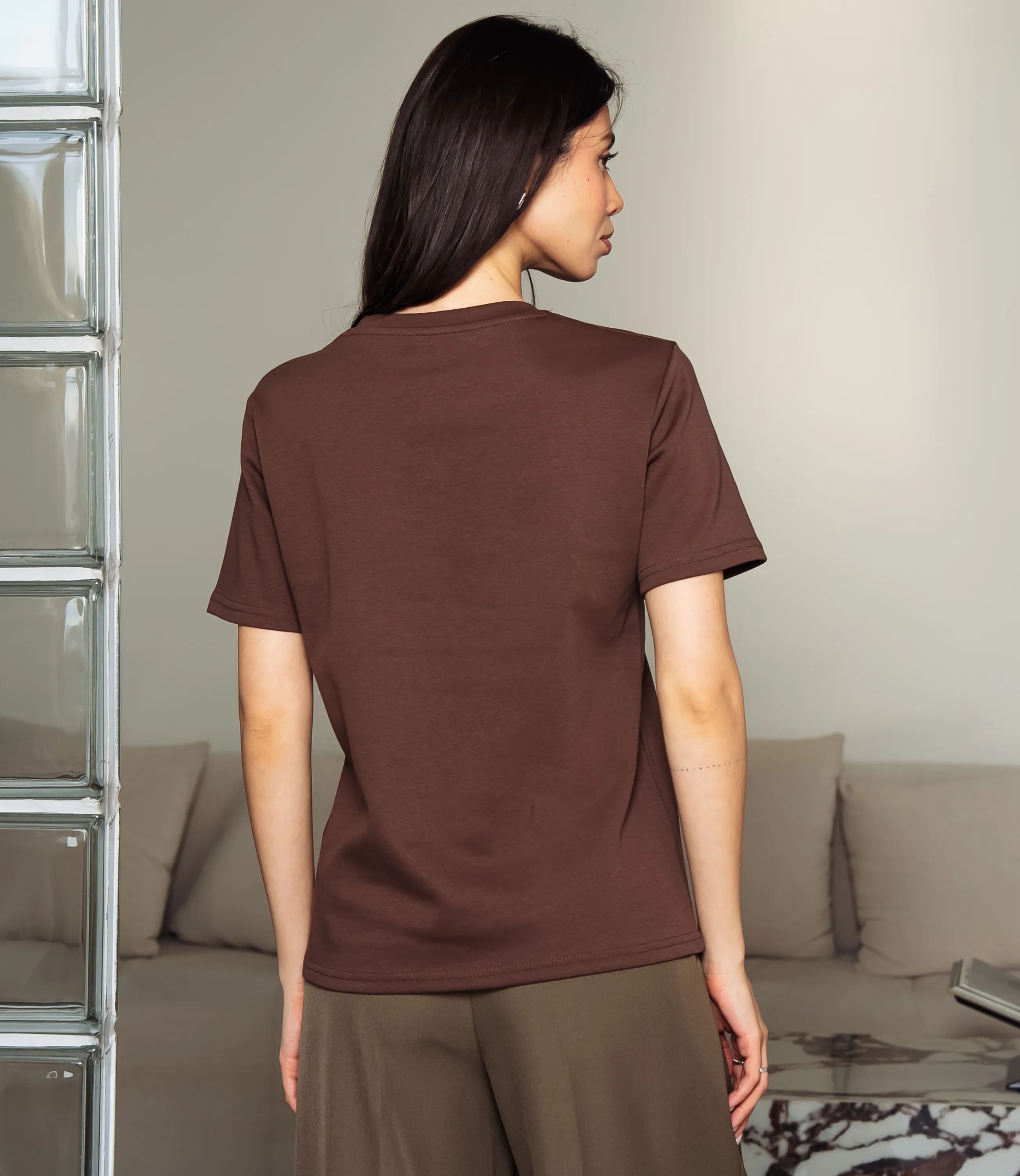 Футболка #КТ30815, шоколадный - фото 3