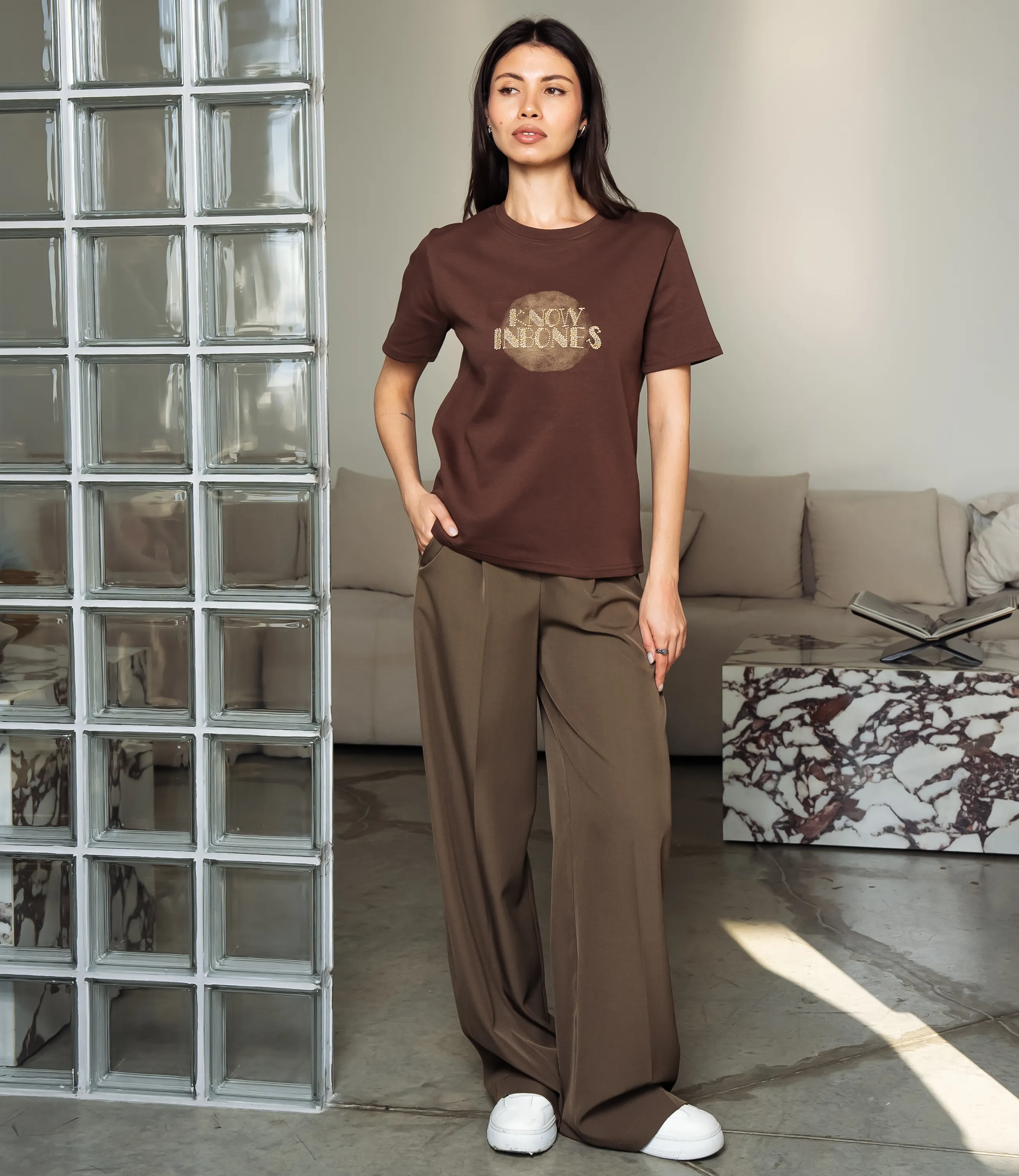 Футболка #КТ30815, шоколадный - фото 4