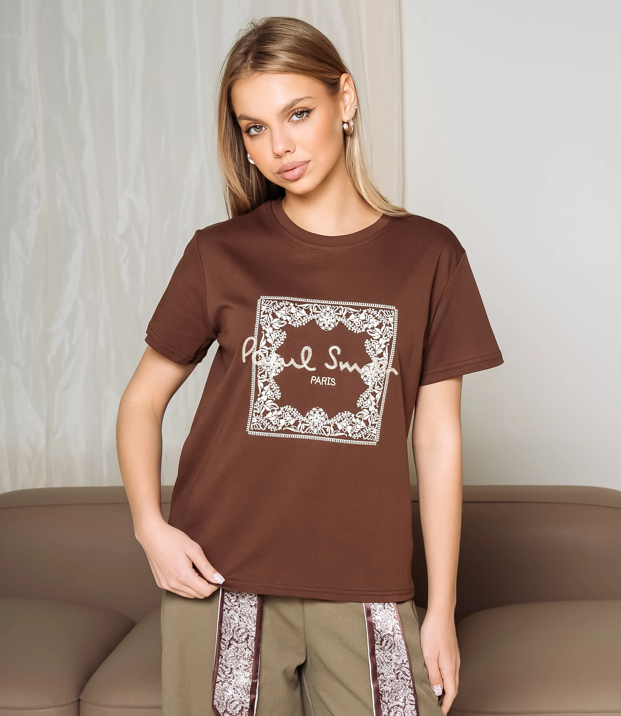 Футболка #КТ8812 (2), шоколадный - фото 1